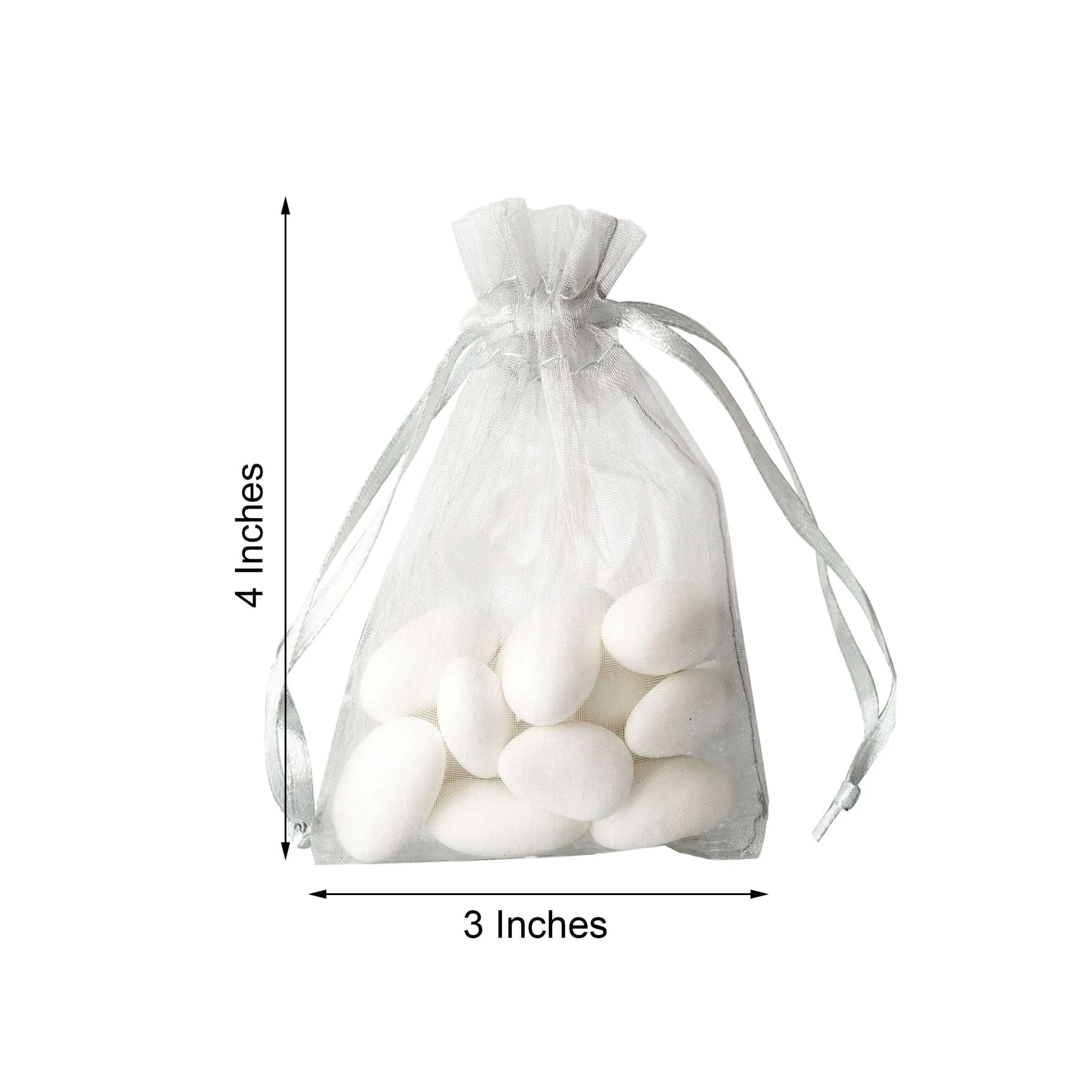 10 Pack 3"x4" Silver Organza Drawstring Wedding Party Favor Gift Bags - Clearance SALE