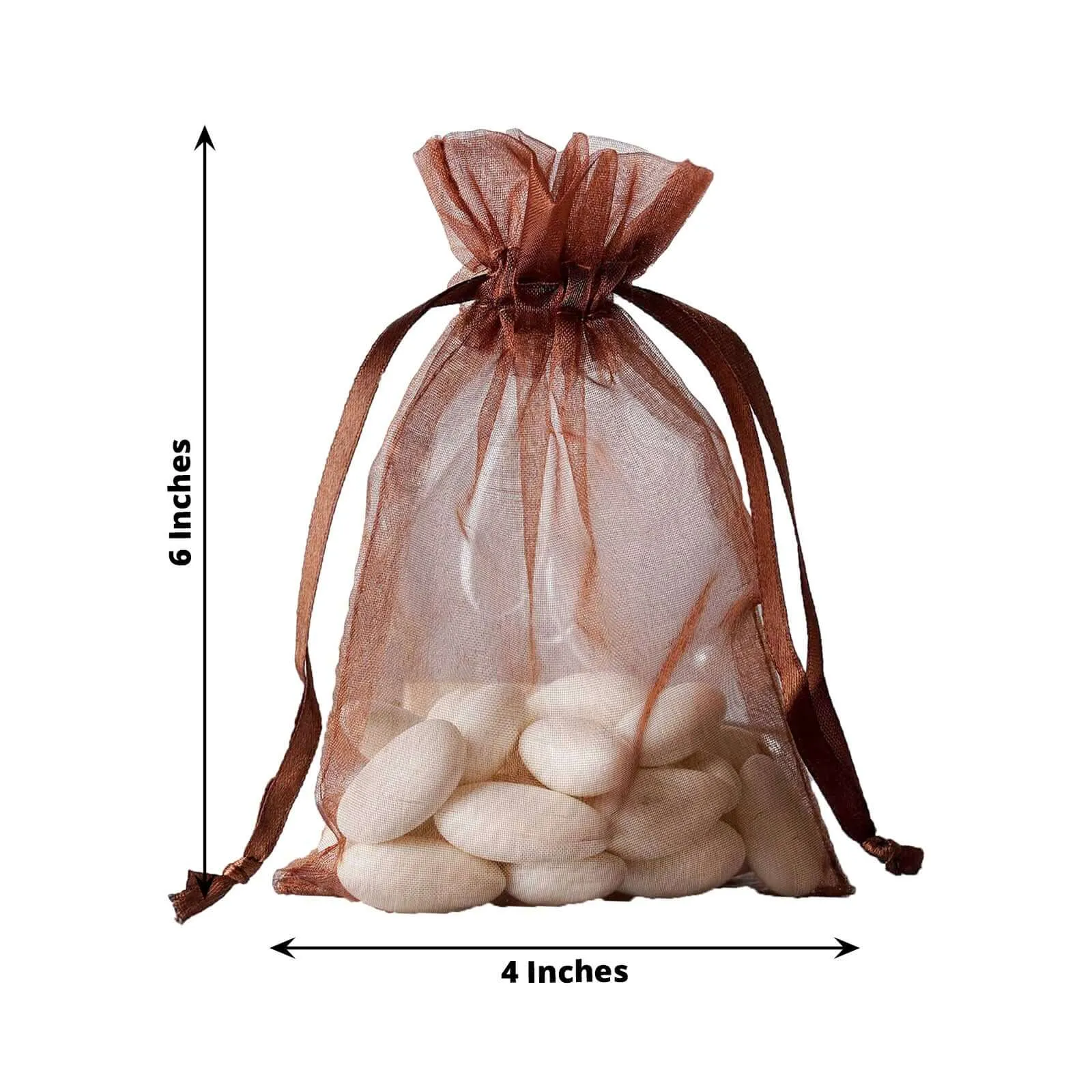 10 Pack 4"x6" Chocolate Organza Drawstring Wedding Party Favor Gift Bags