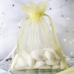 10 Pack 4"x6" Yellow Organza Drawstring Wedding Party Favor Gift Bags - Clearance SALE