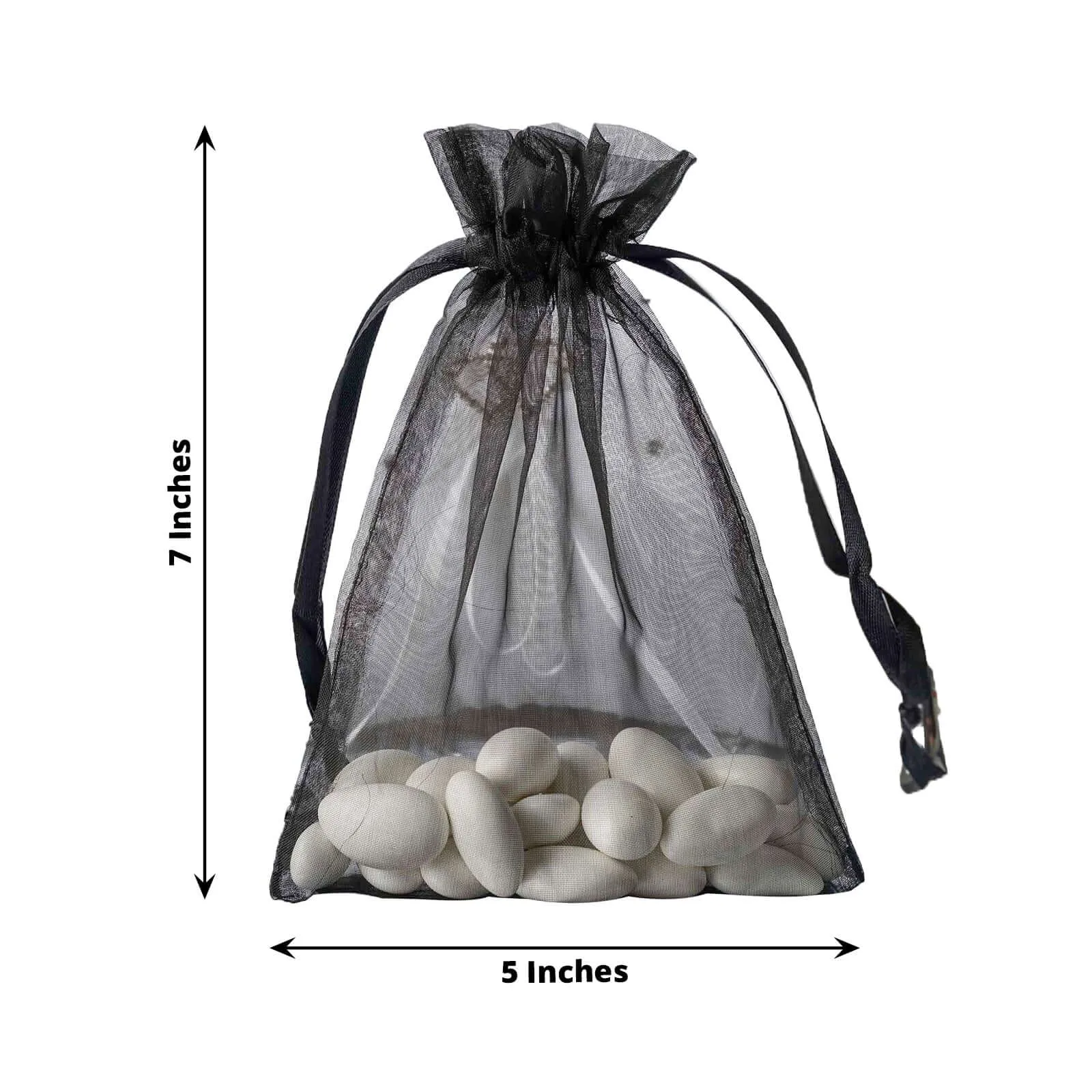 10 Pack 5"x7" Black Organza Drawstring Wedding Party Favor Gift Bags