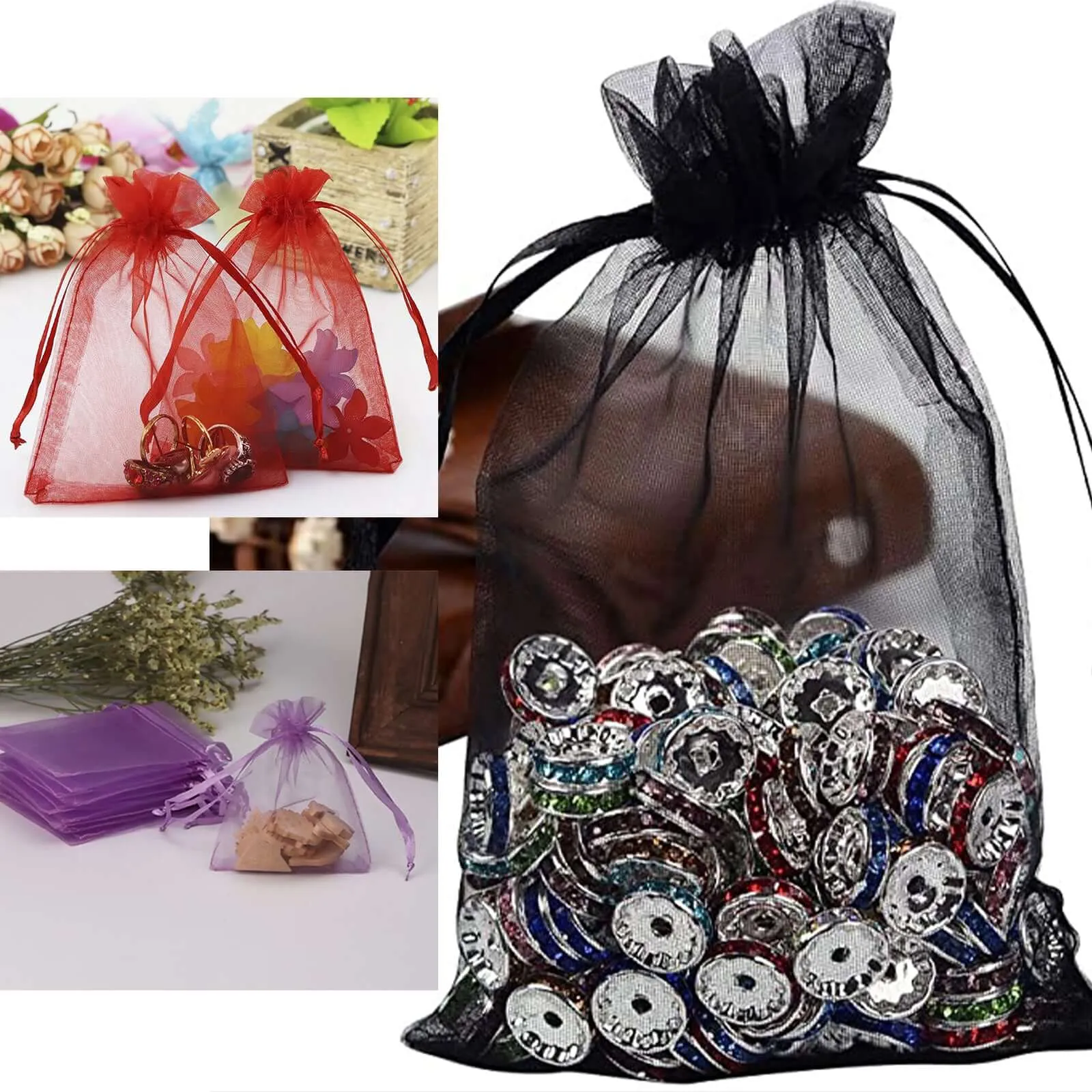 10 Pack 5"x7" Chocolate Organza Drawstring Wedding Party Favor Gift Bags