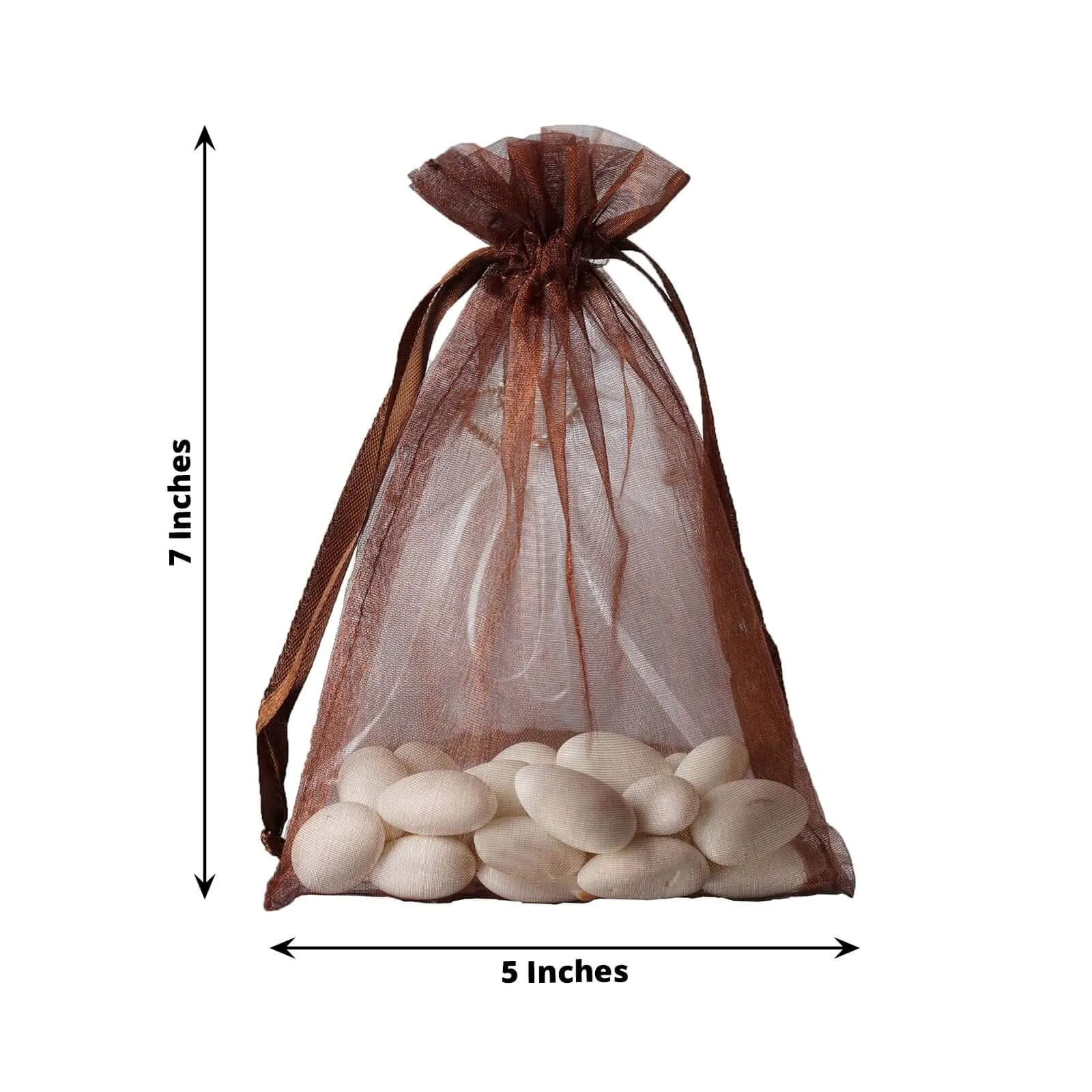 10 Pack 5"x7" Chocolate Organza Drawstring Wedding Party Favor Gift Bags