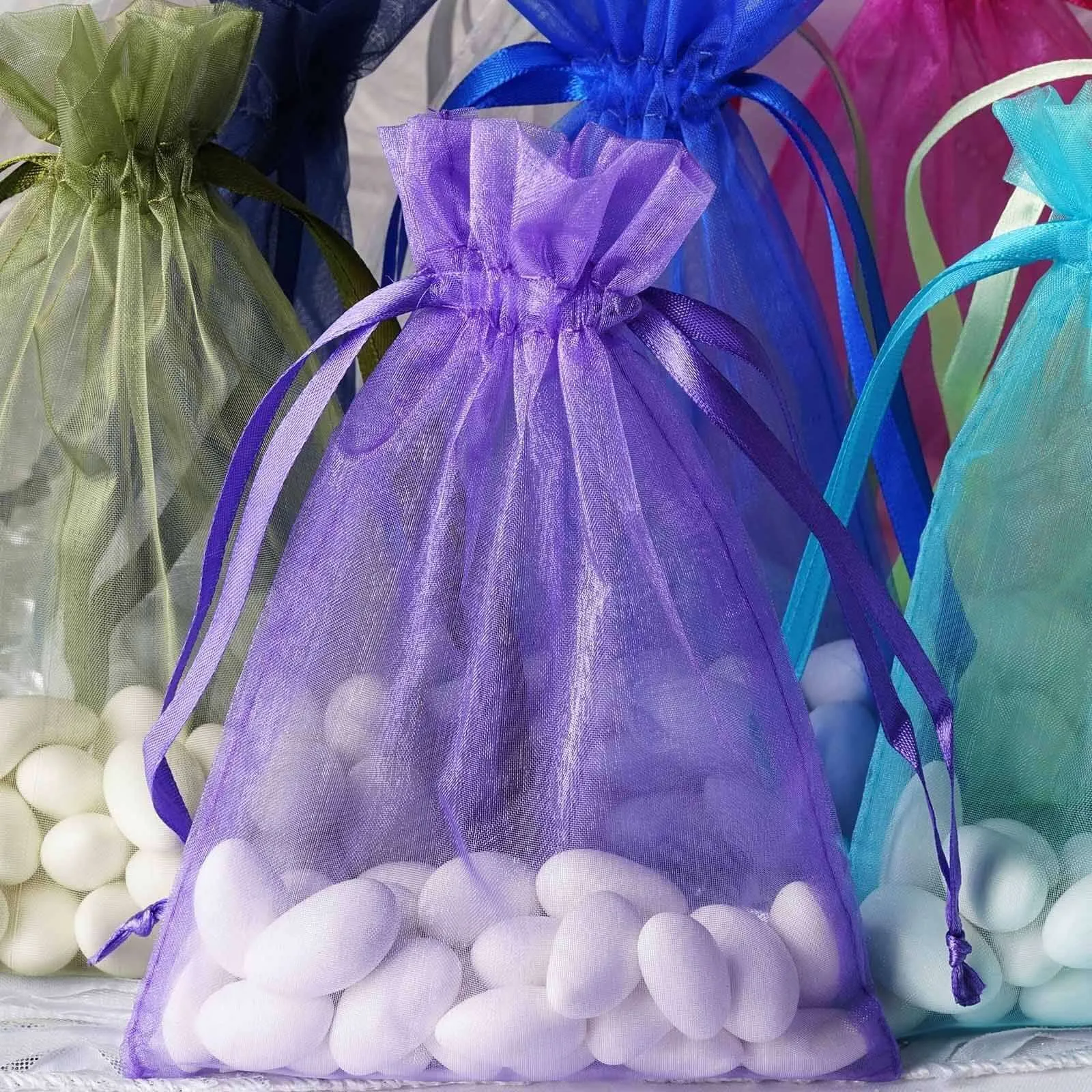 10 Pack 5"x7" Chocolate Organza Drawstring Wedding Party Favor Gift Bags