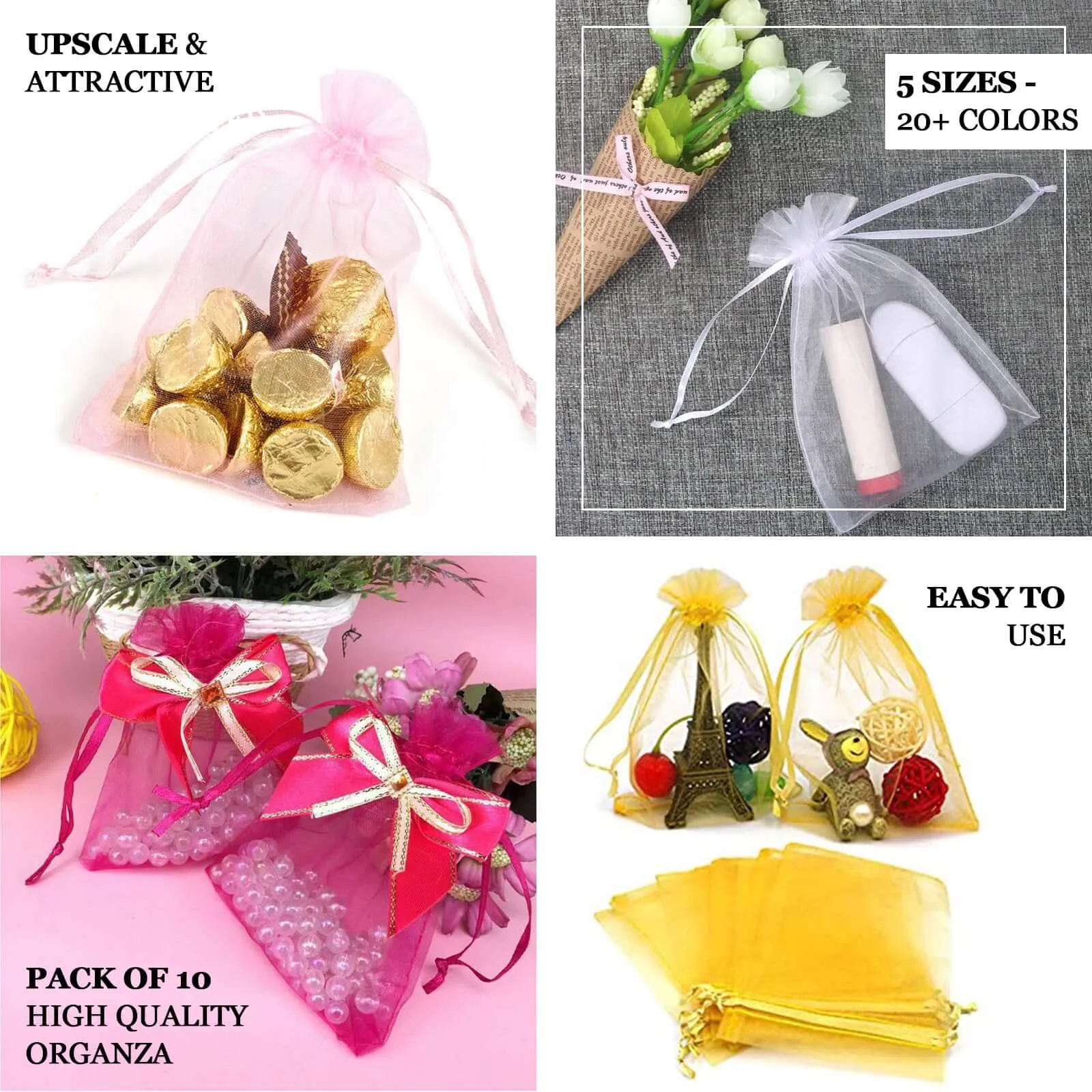 10 Pack 5"x7" Chocolate Organza Drawstring Wedding Party Favor Gift Bags