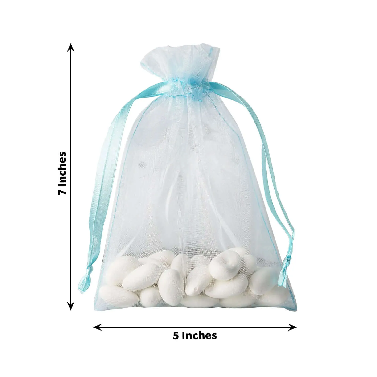 10 Pack 5"x7" Light Blue Organza Drawstring Wedding Party Favor Gift Bags