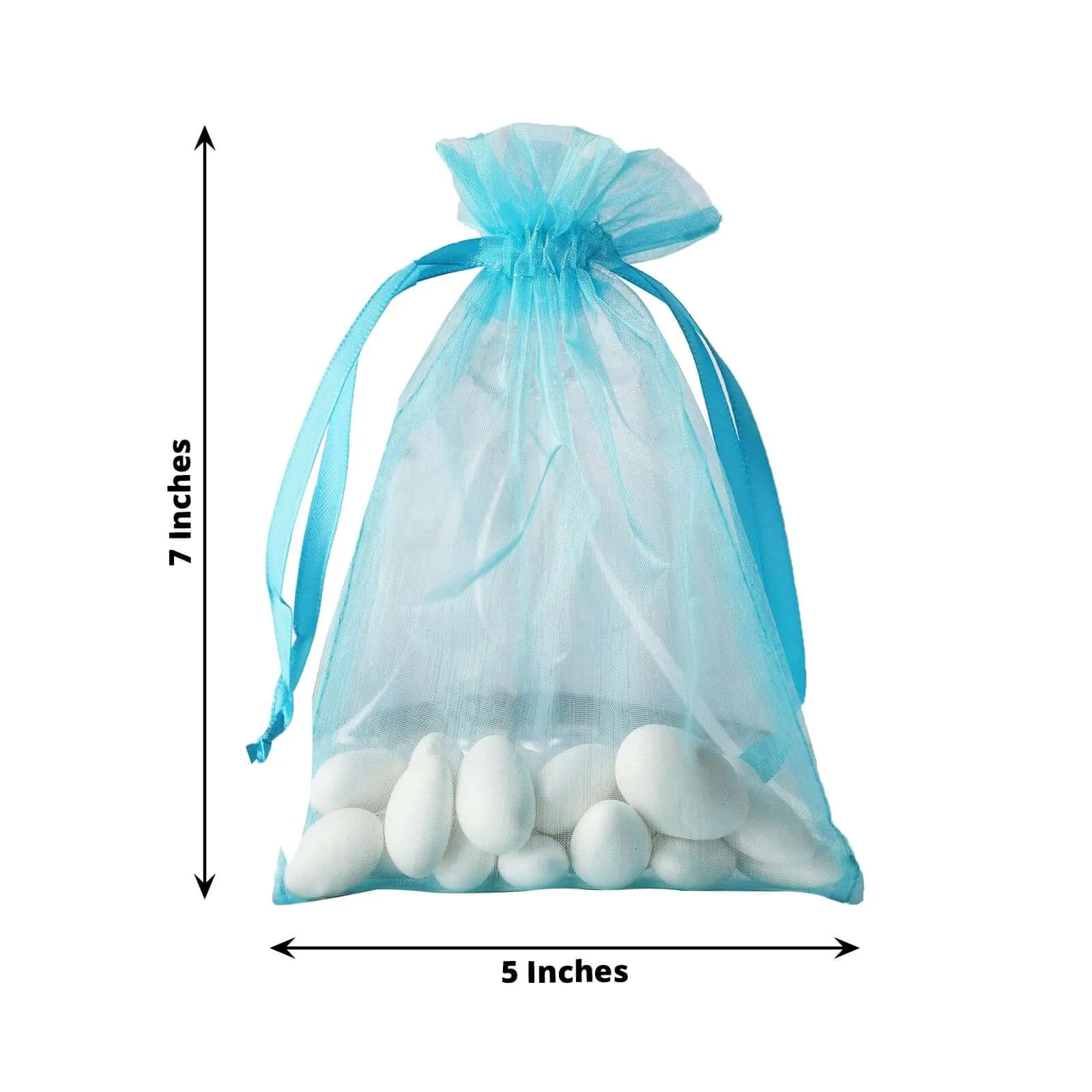 10 Pack 5"x7" Turquoise Organza Drawstring Wedding Party Favor Gift Bags