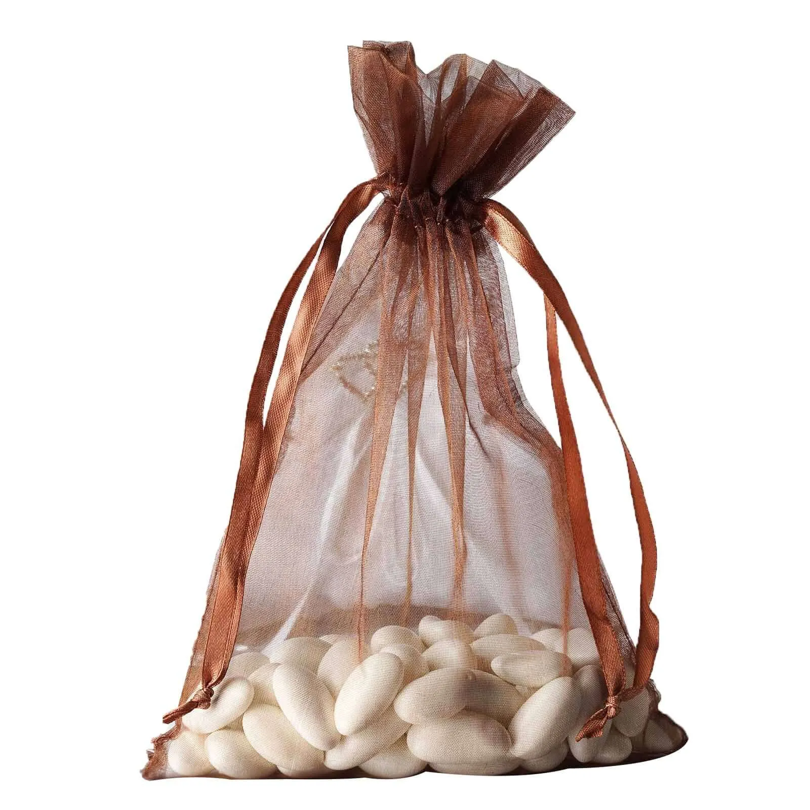 10 Pack 6"x9" Chocolate Organza Drawstring Wedding Party Favor Bags