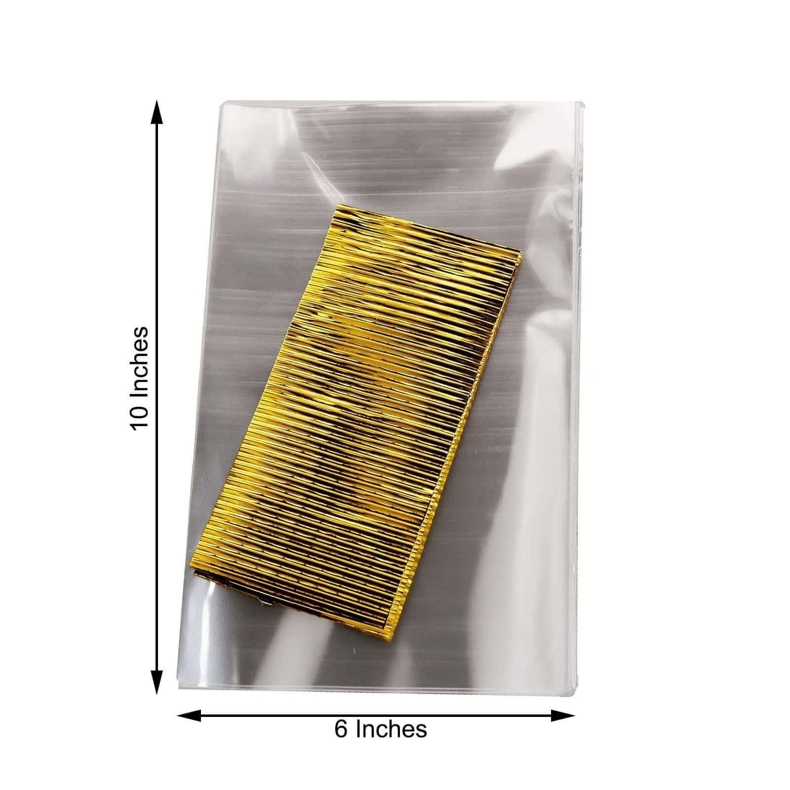 100 Pcs 6"x10" Clear Gift Goodie Candy Treat Bags and Gold Twist Ties