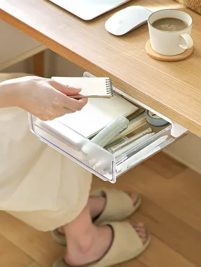 1pc Clear Under The Table Desk Storage Box