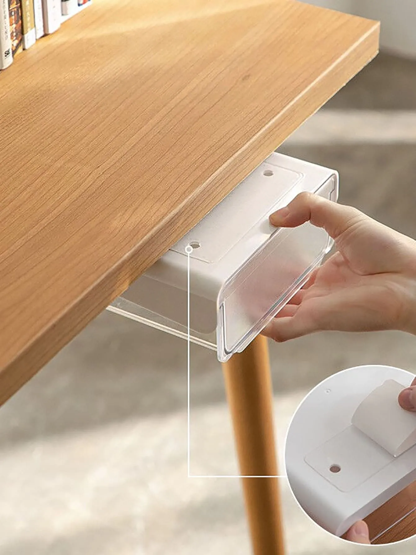 1pc Clear Under The Table Desk Storage Box