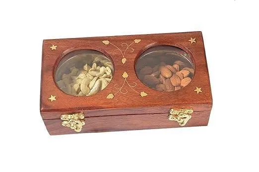 2 Pot ss dry fruit box (wooden)