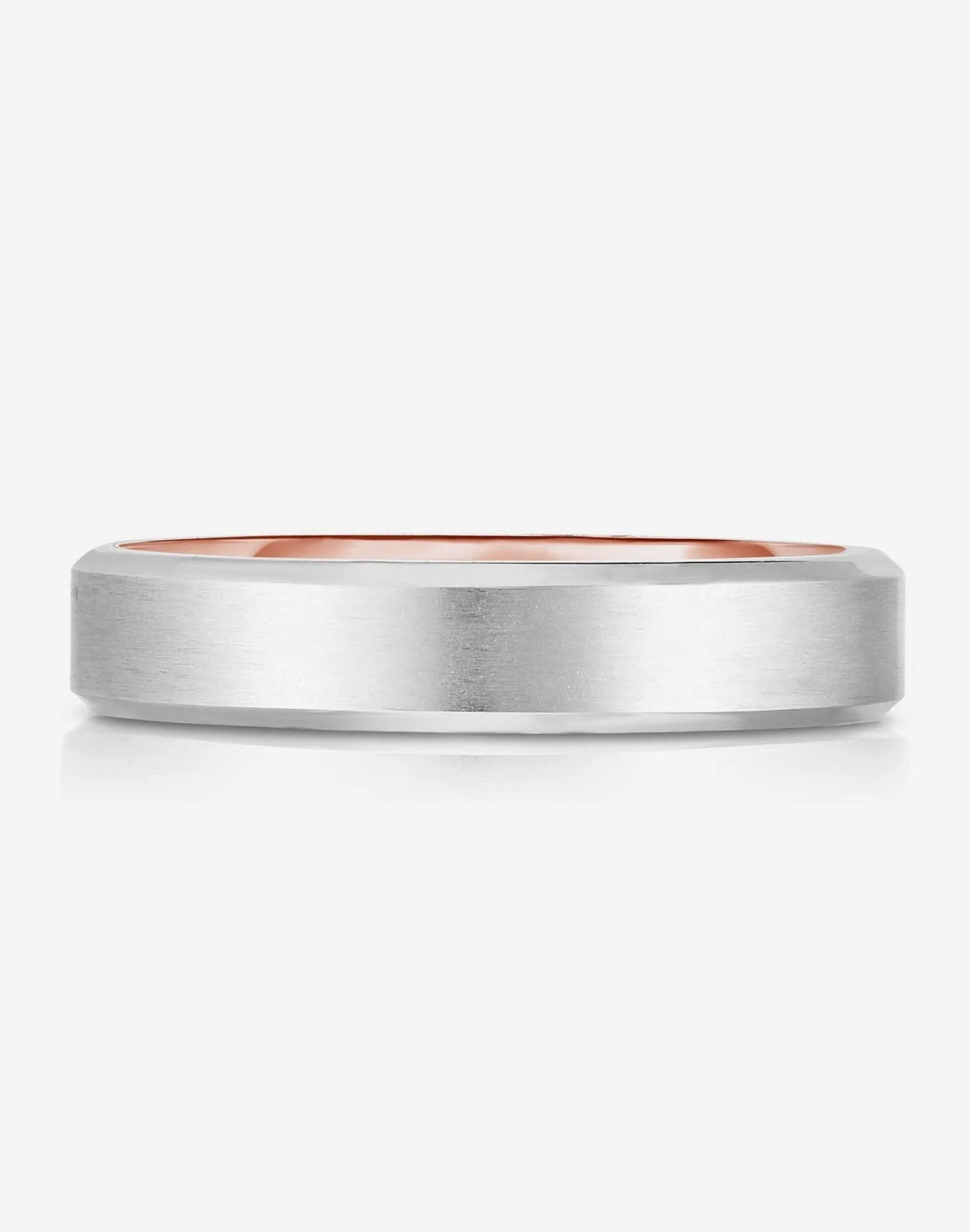 4 mm Hidden Two-Toned   Beveled Wedding Band