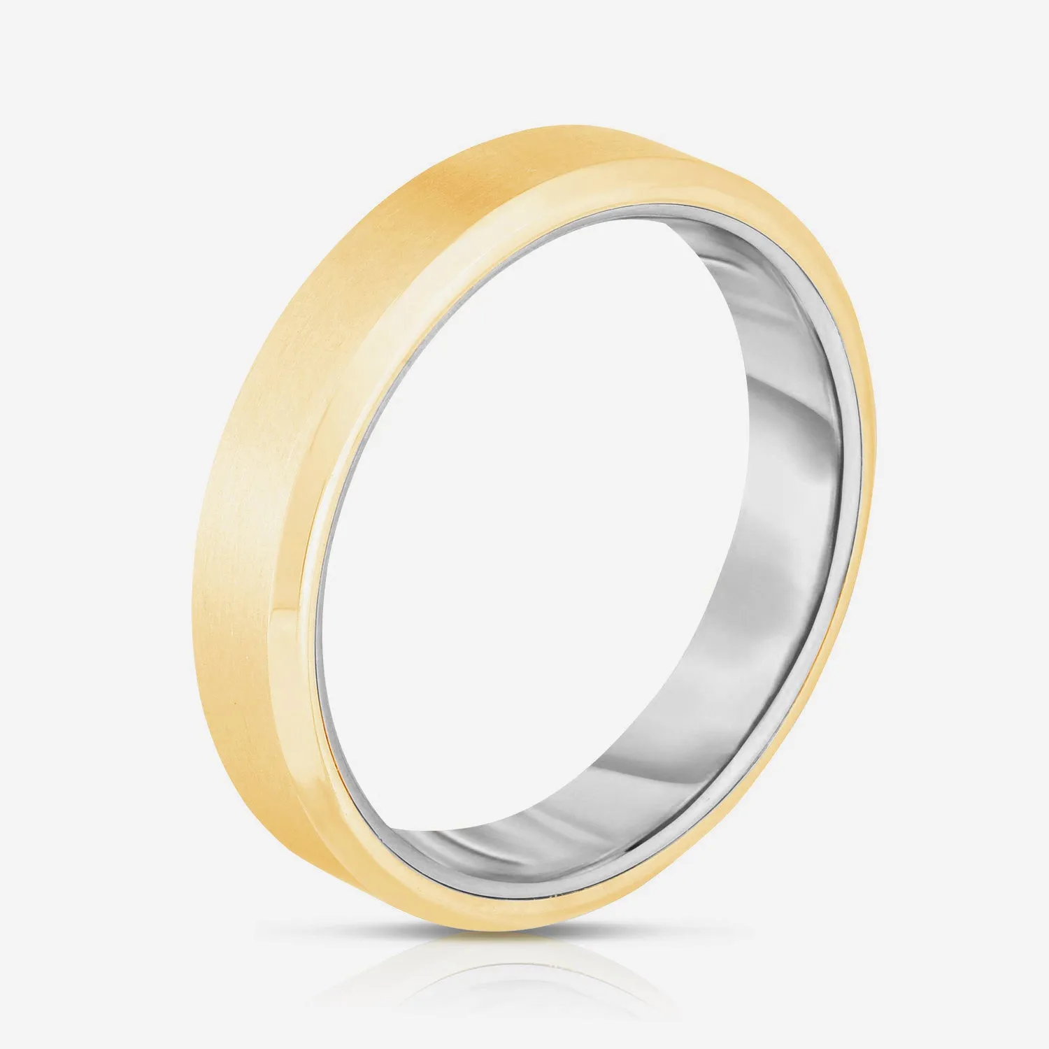 4 mm Hidden Two-Toned   Beveled Wedding Band