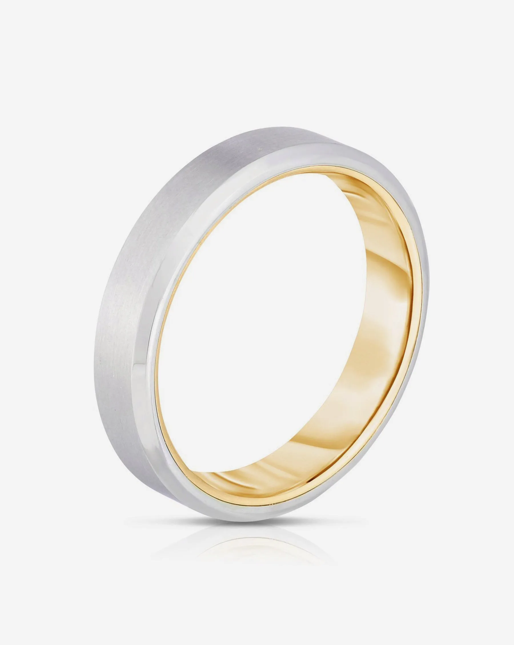 4 mm Hidden Two-Toned   Beveled Wedding Band