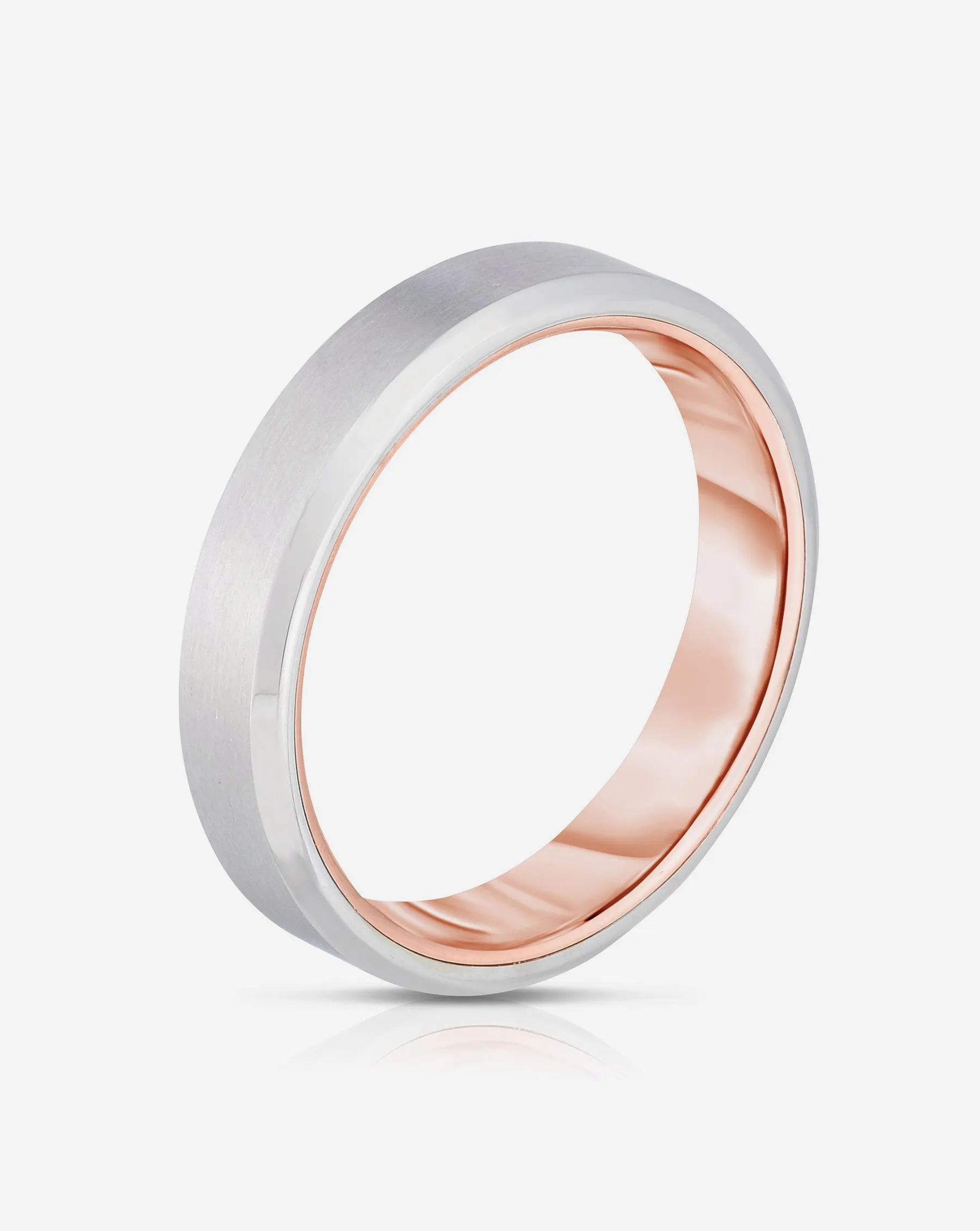 4 mm Hidden Two-Toned   Beveled Wedding Band