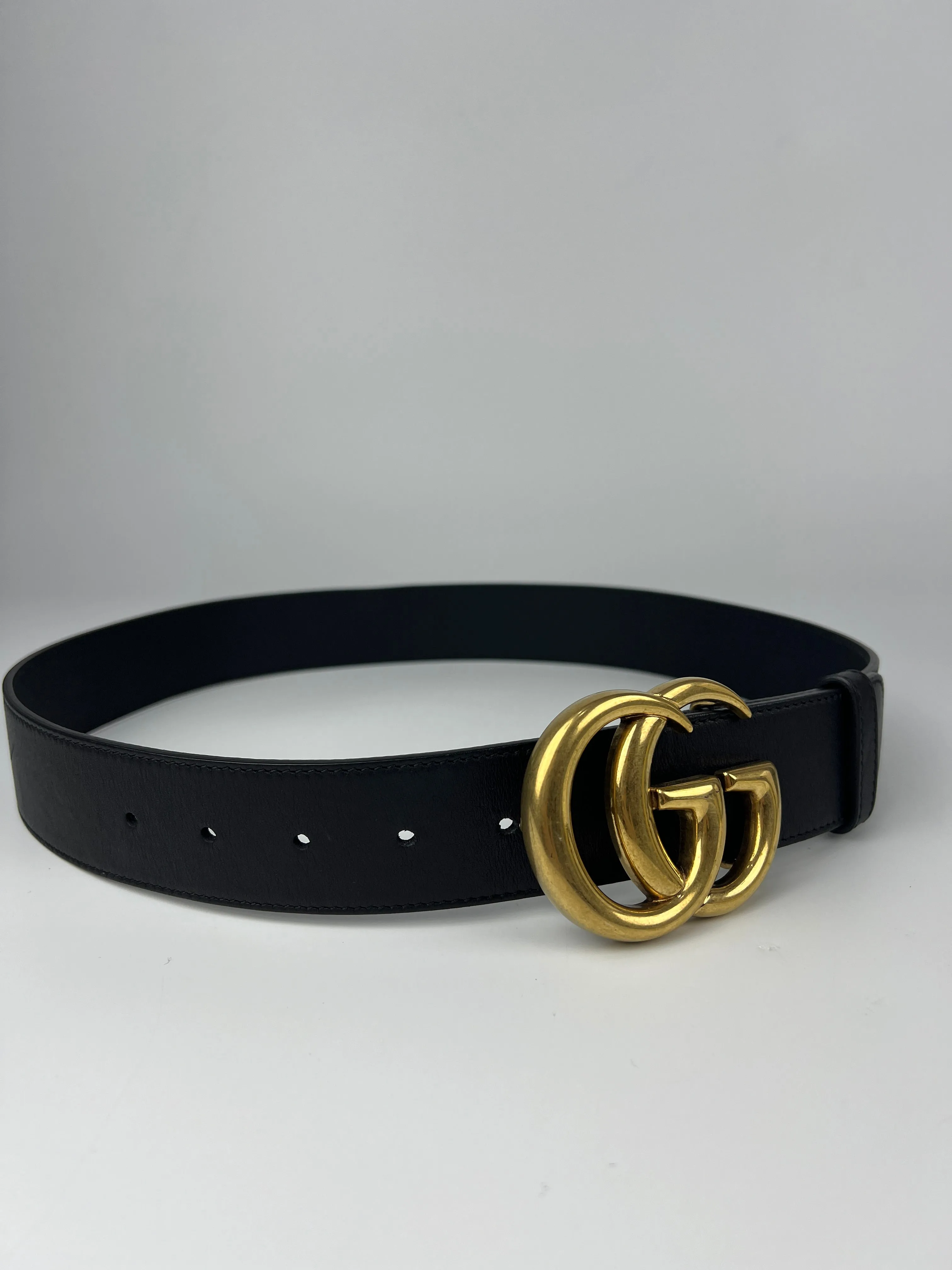 400593 480199 GG Marmont Belt Leather Black