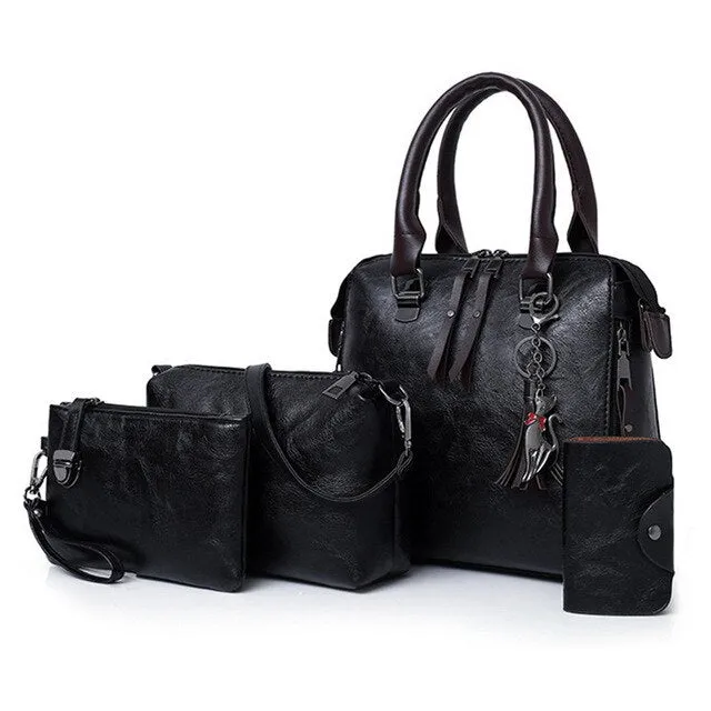 4pcs Woman Bag Set Purse and Handbag Four-Piece Shoulder Bag Tote Messenger Tote