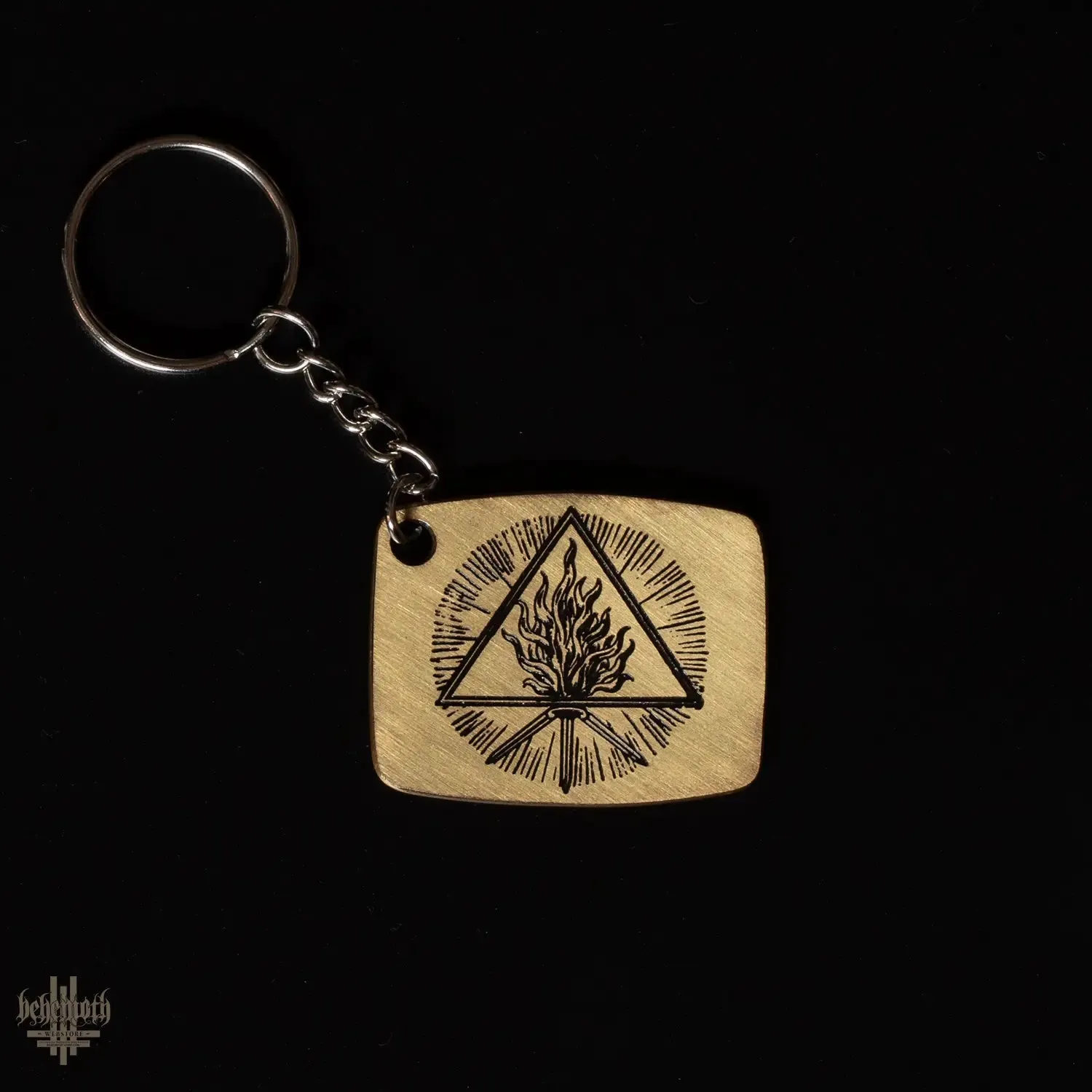 A Behemoth 'The Unholy Trinity' brass keychain