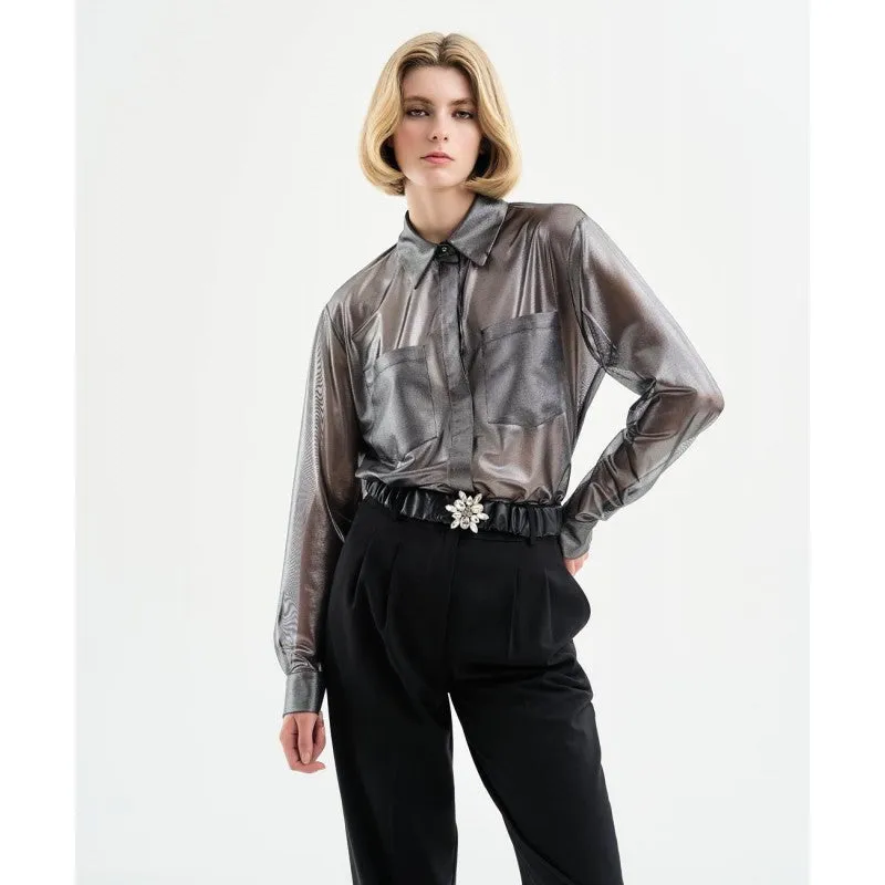 Access Fashion Metallic Mesh Shirt