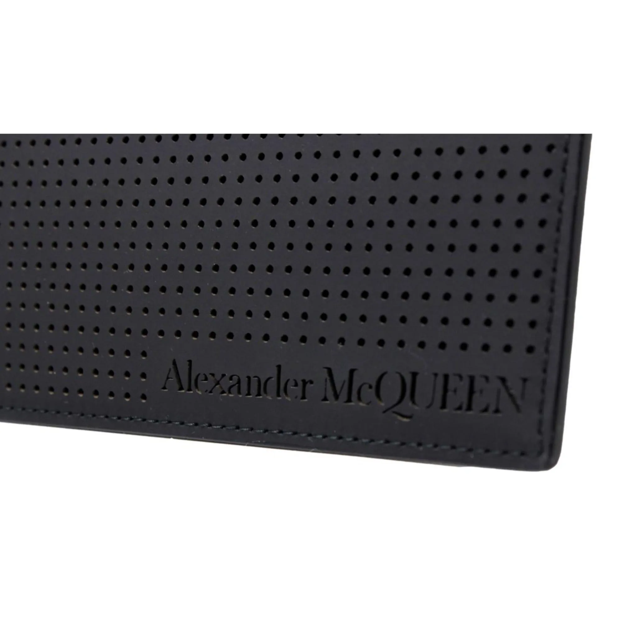 Alexander McQueen Black Leather Perforated Flat Pouch