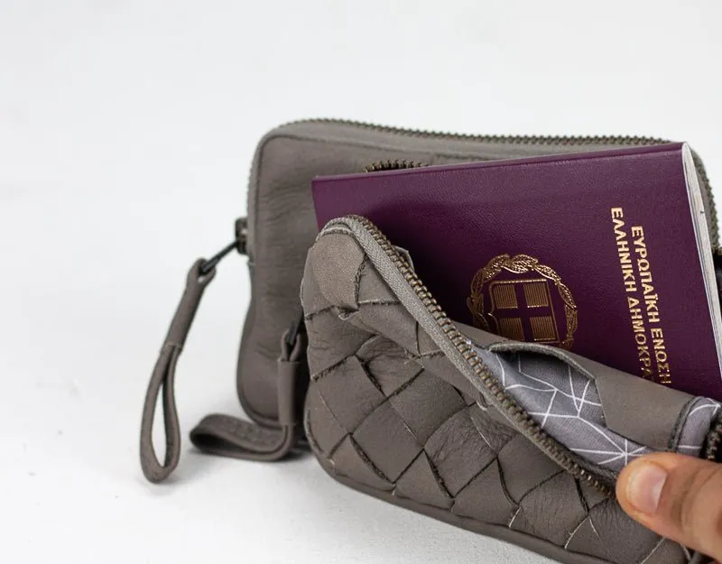 Antheia mini wallet - Grey leather