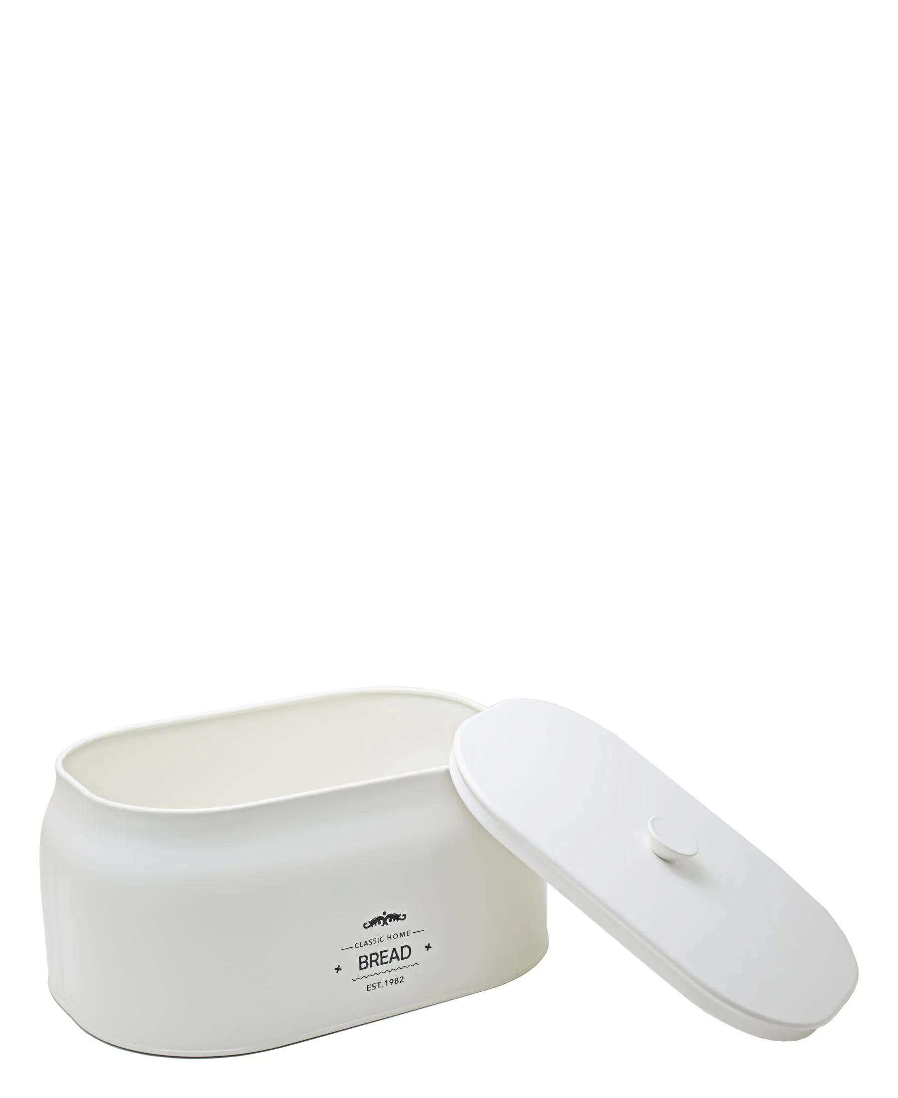 Aqua Iron Bread Bin With Lid - White