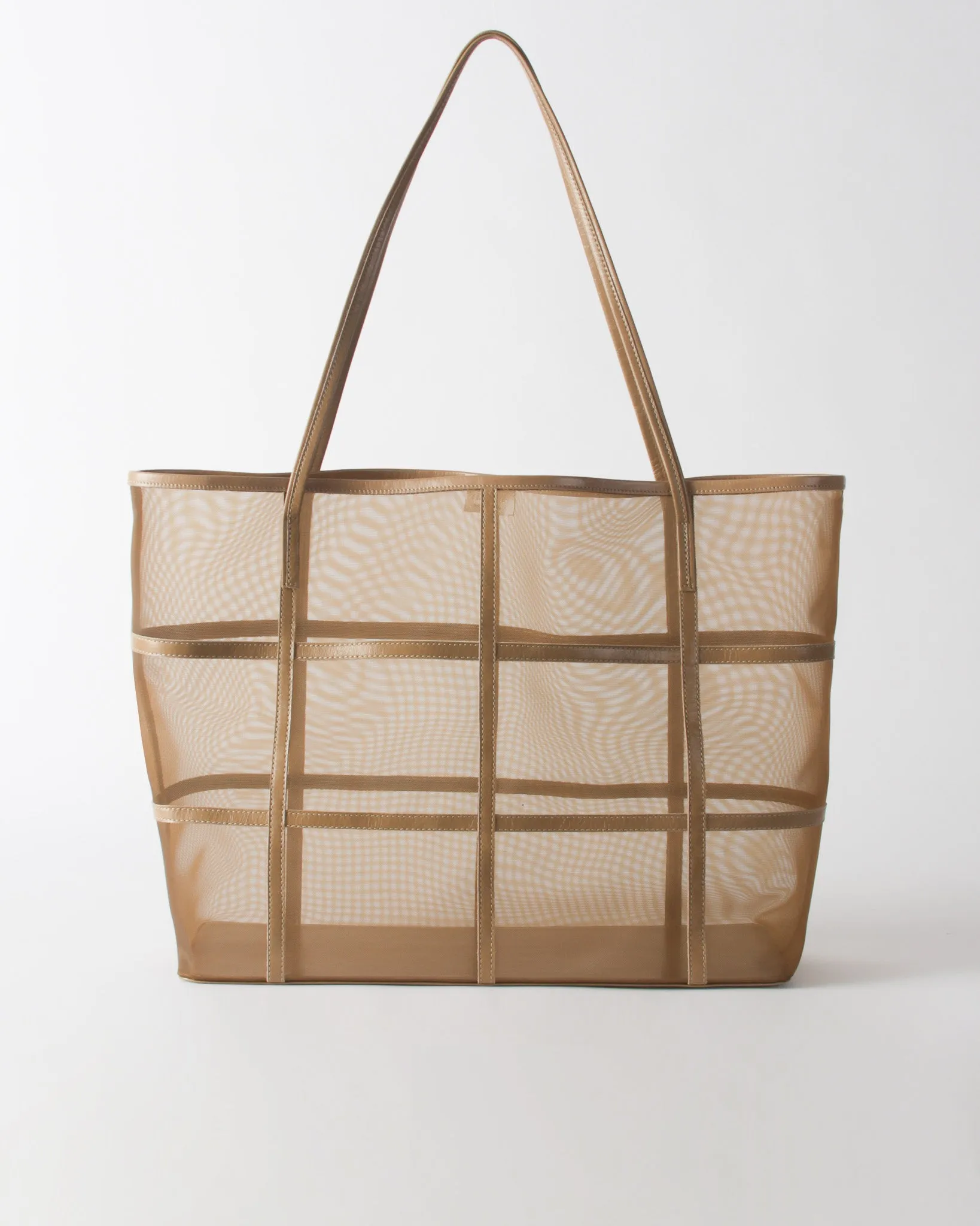 Ariah Tote Mesh   Leather Cappuccino