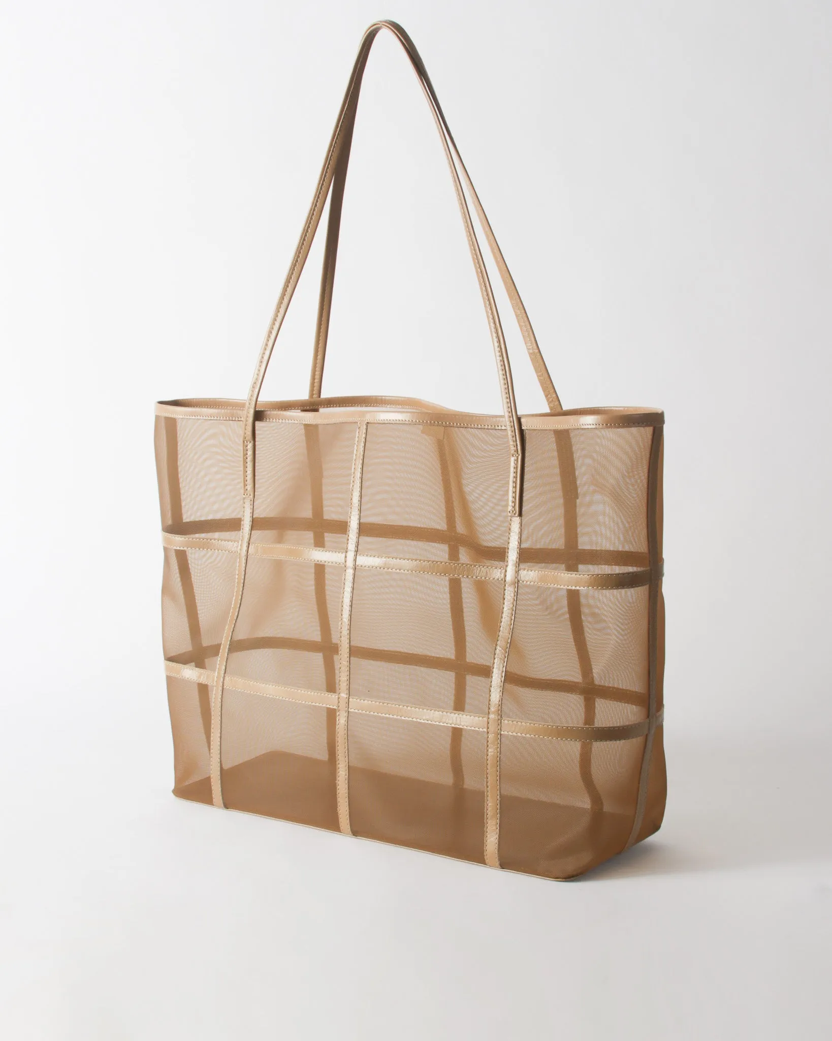 Ariah Tote Mesh   Leather Cappuccino