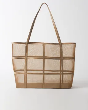 Ariah Tote Mesh   Leather Cappuccino