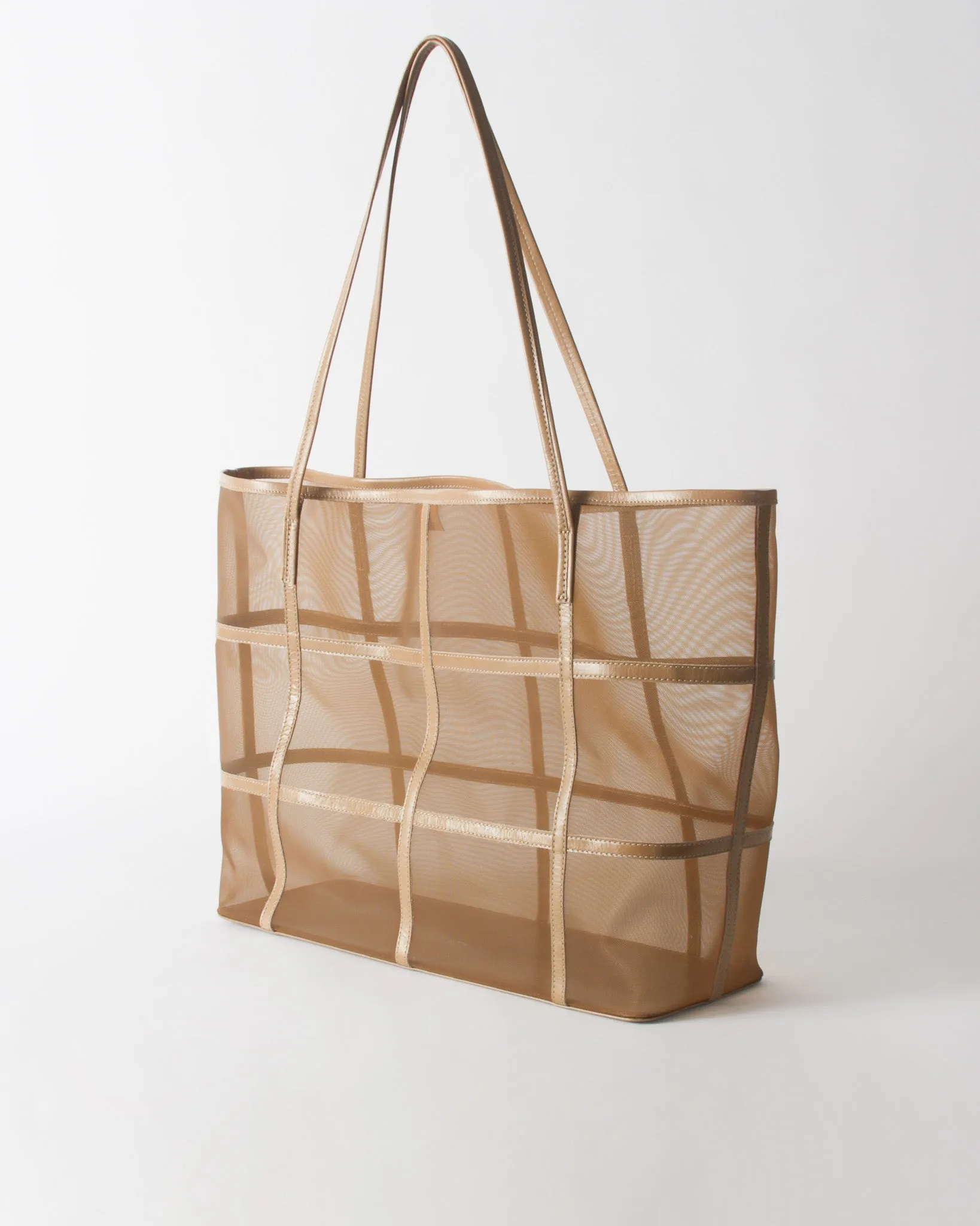 Ariah Tote Mesh   Leather Cappuccino