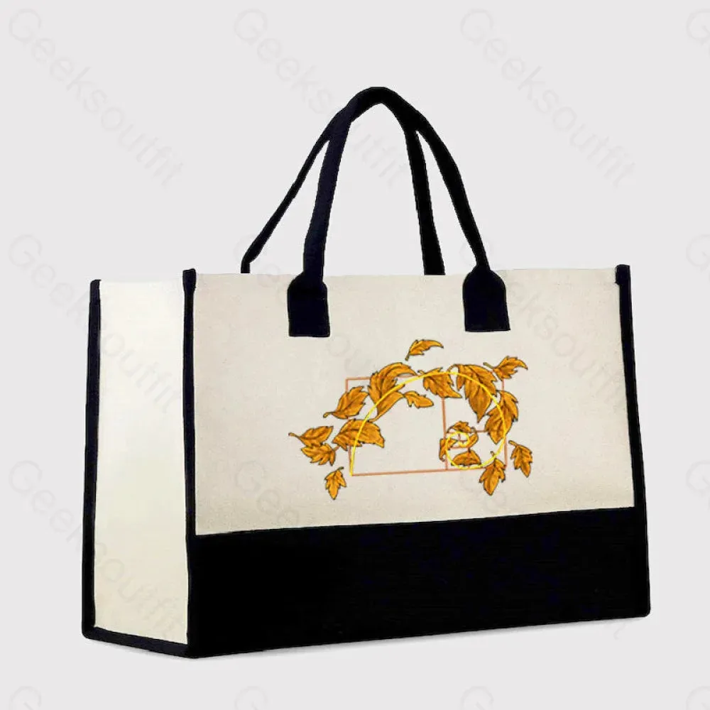 Autumn Wind Blowing Leaves in Fibonacci Cotton Tote Bag