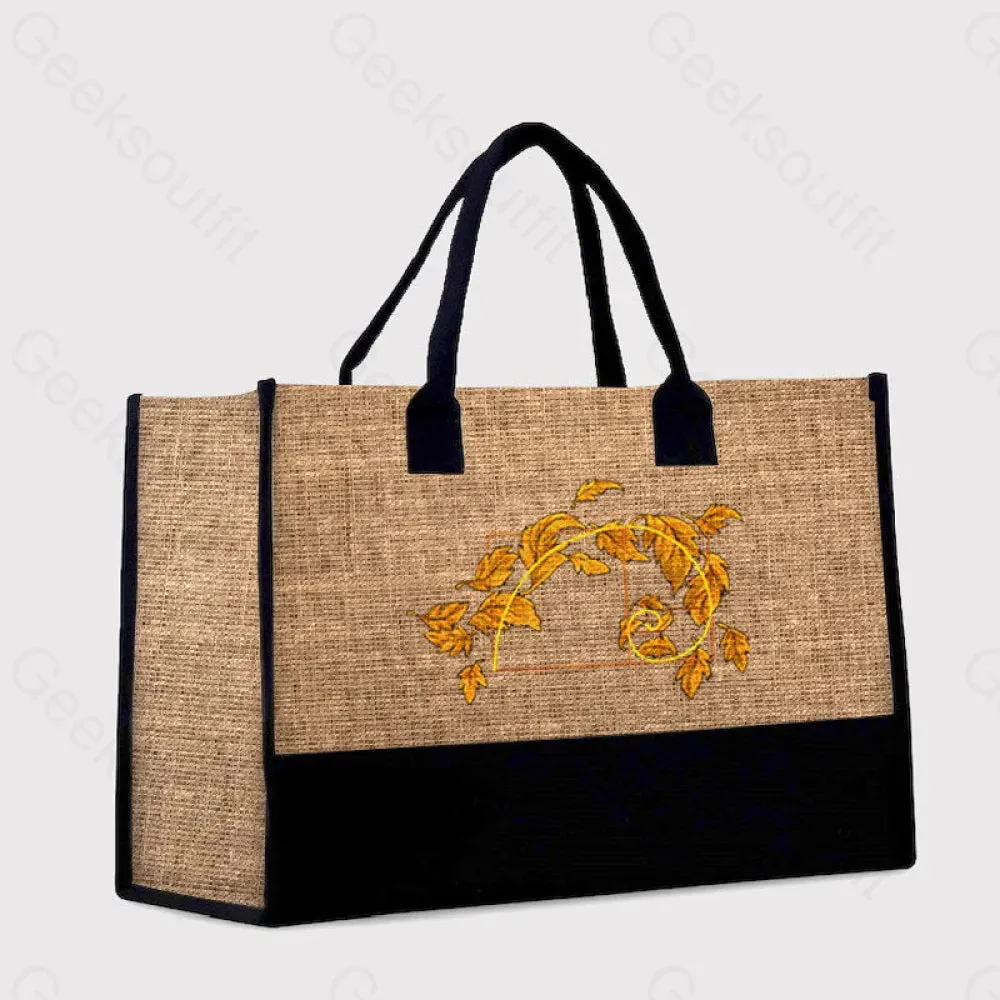 Autumn Wind Blowing Leaves in Fibonacci Cotton Tote Bag