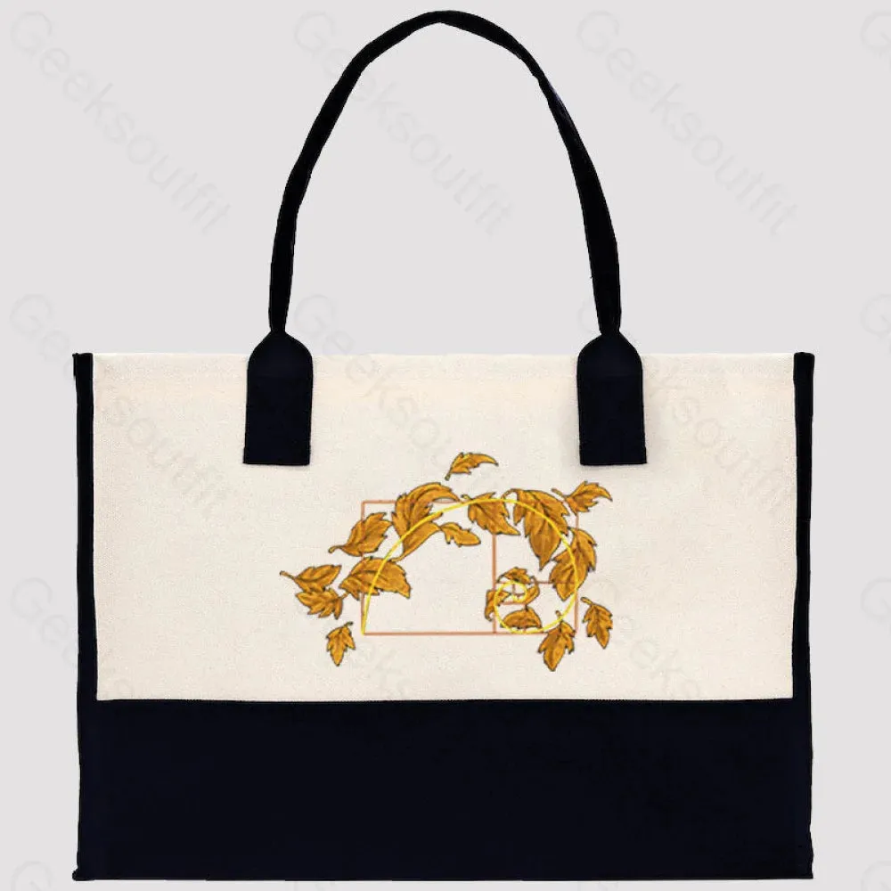 Autumn Wind Blowing Leaves in Fibonacci Cotton Tote Bag