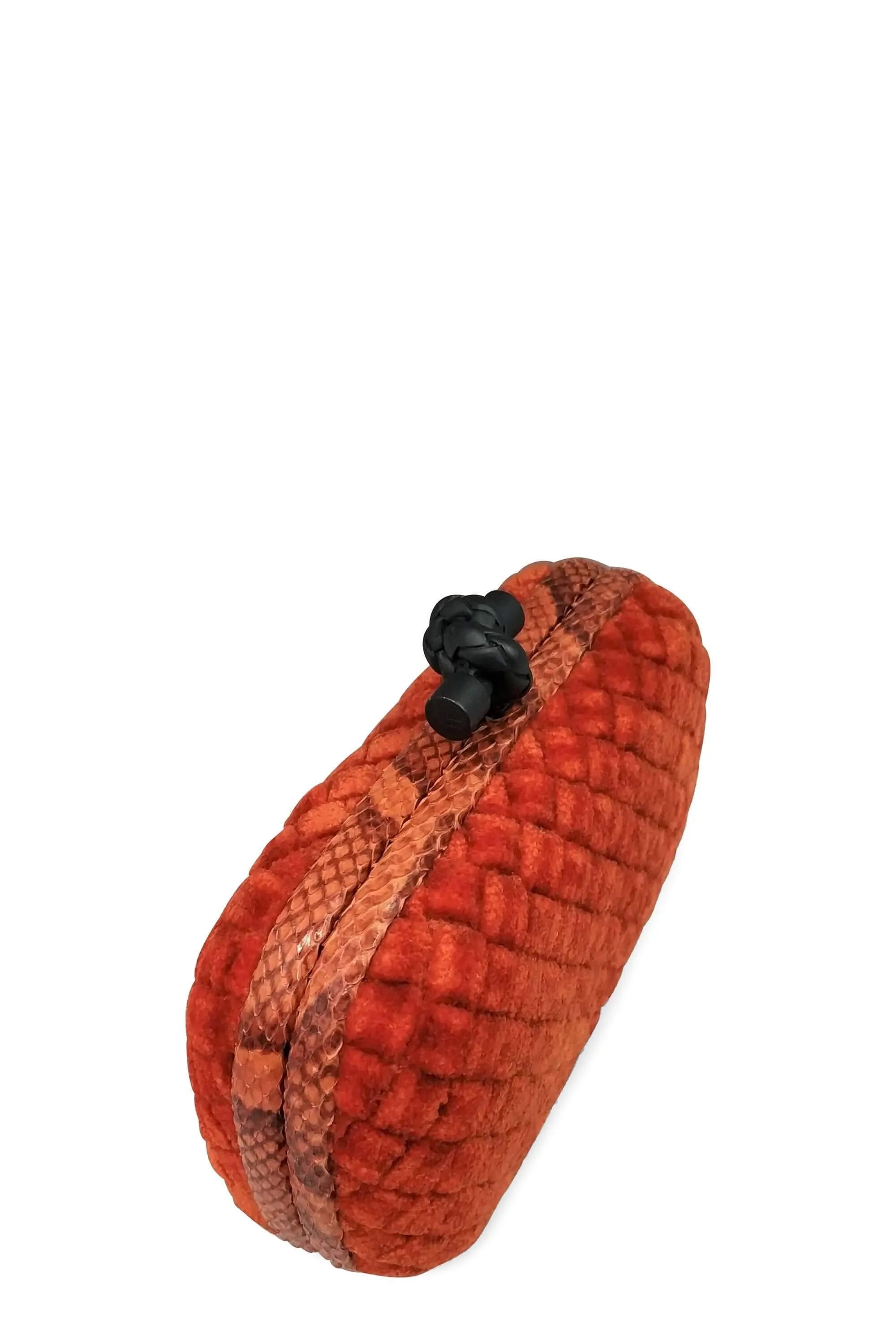 Ayers-Trimmed  Intrecciato Velvet Knot Clutch Orange