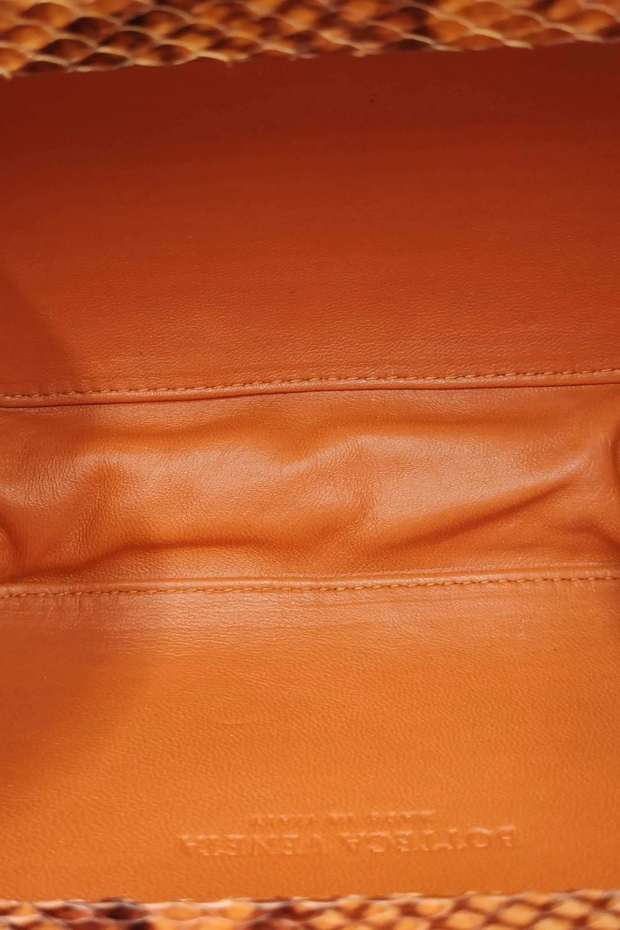 Ayers-Trimmed  Intrecciato Velvet Knot Clutch Orange