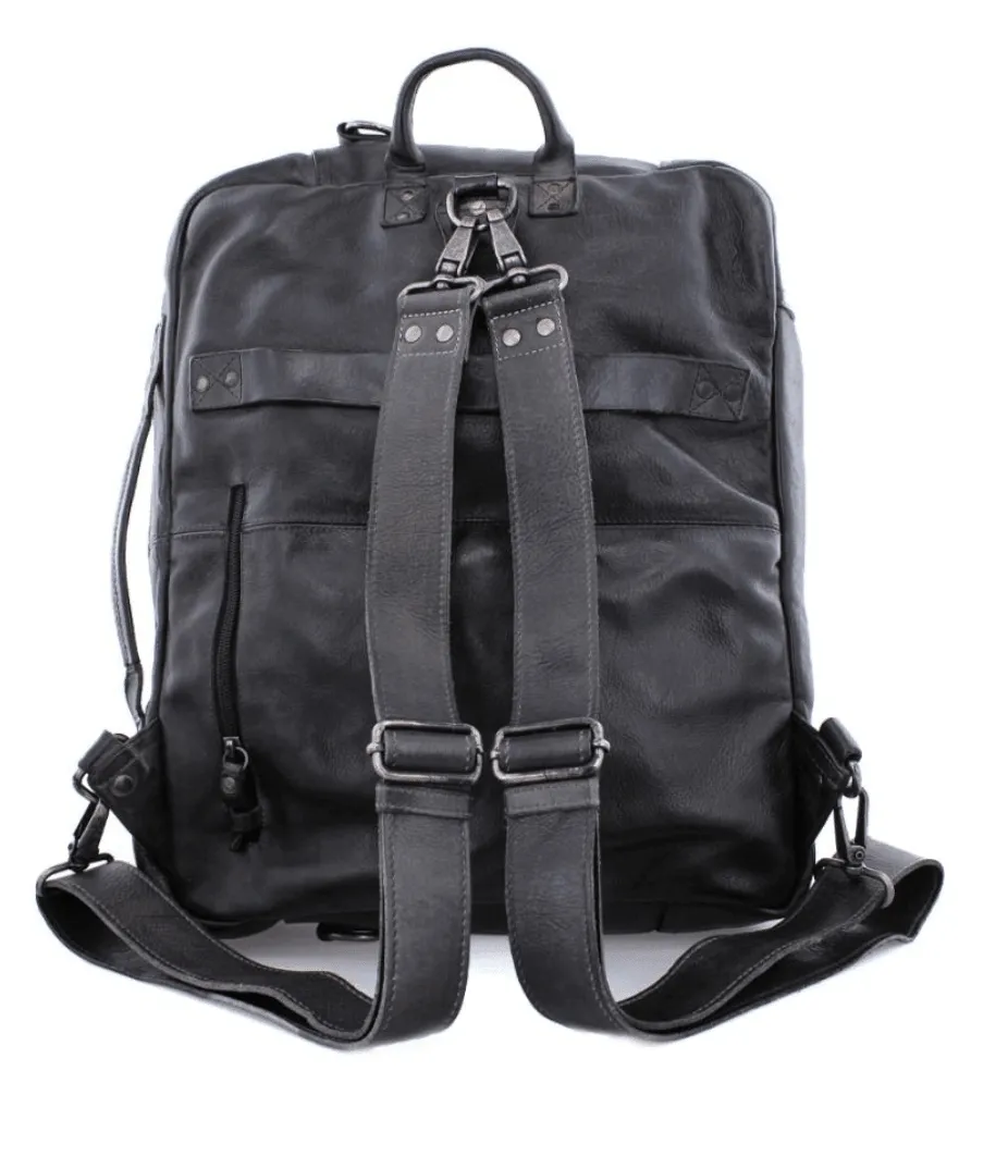 Bed Stu Socrates Black Leather Backpack or Over the Shoulder Bag A694255-BLKDD