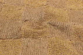 Beige & Golden Check Natural Jute Lurex Fabric