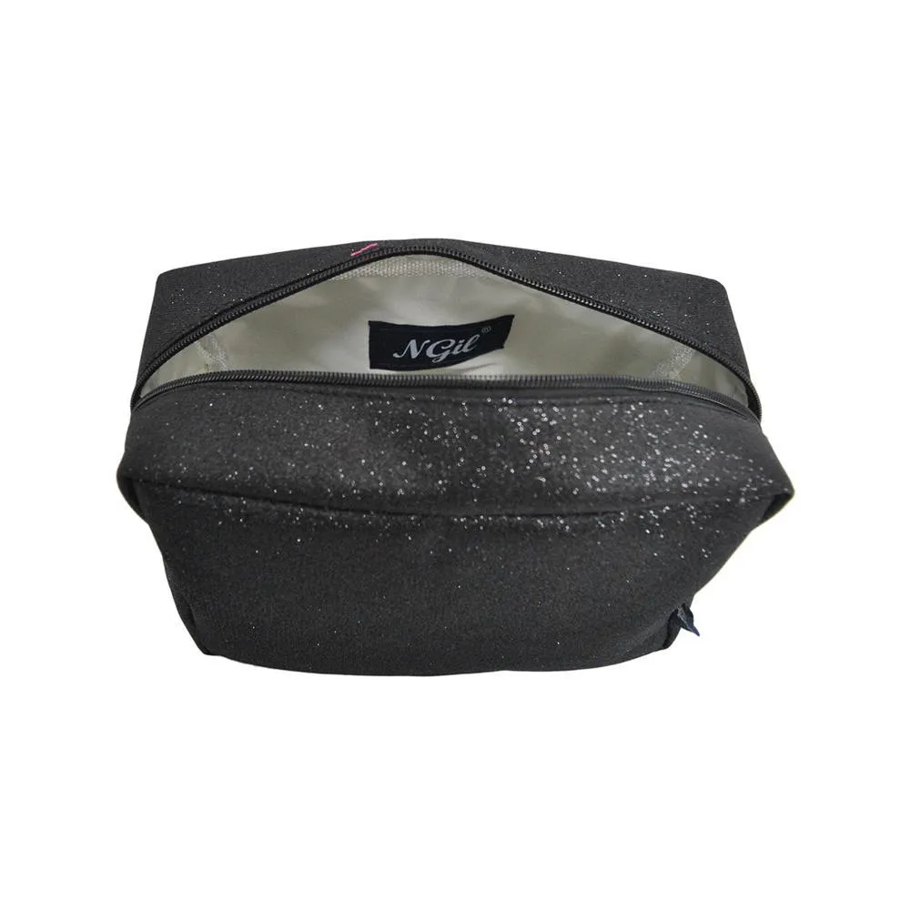 Black Glitter NGIL Large Cosmetic Travel Pouch