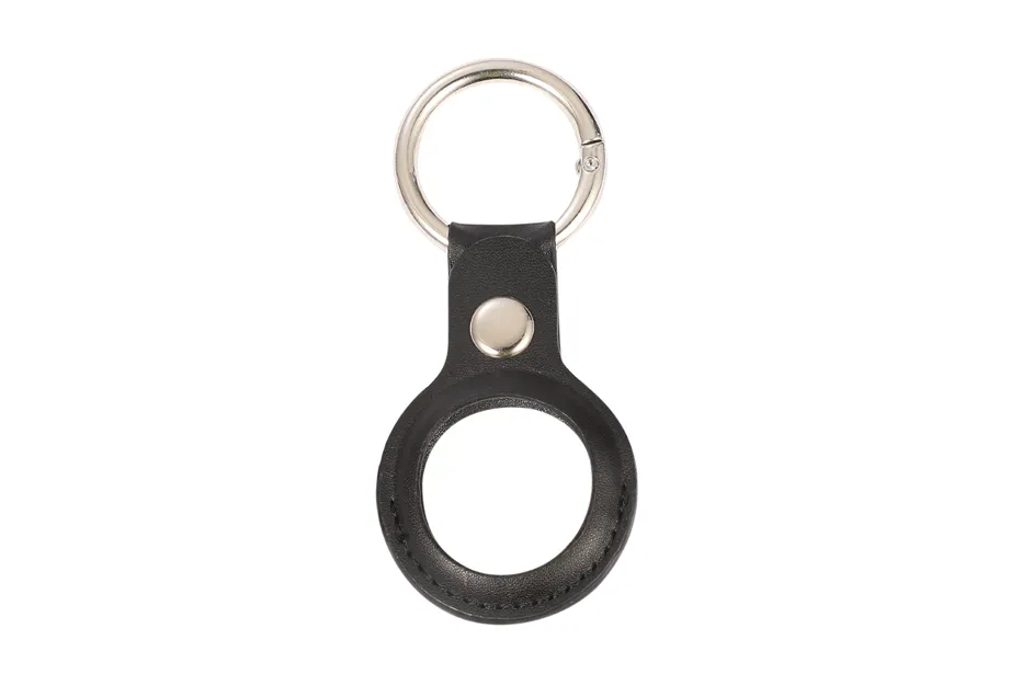 Black Leather AirTag Keychain