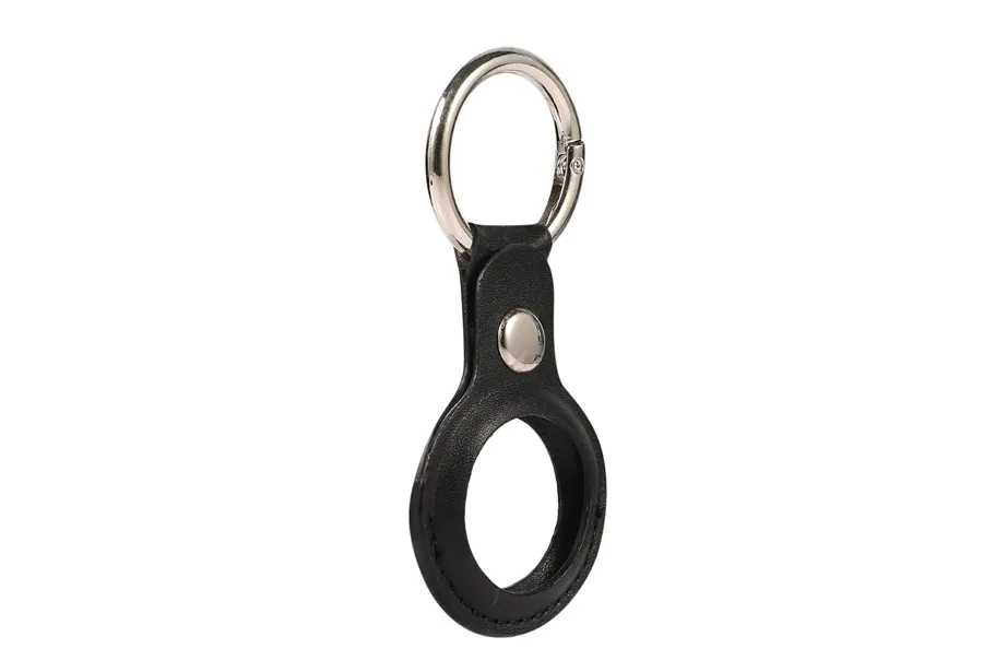 Black Leather AirTag Keychain