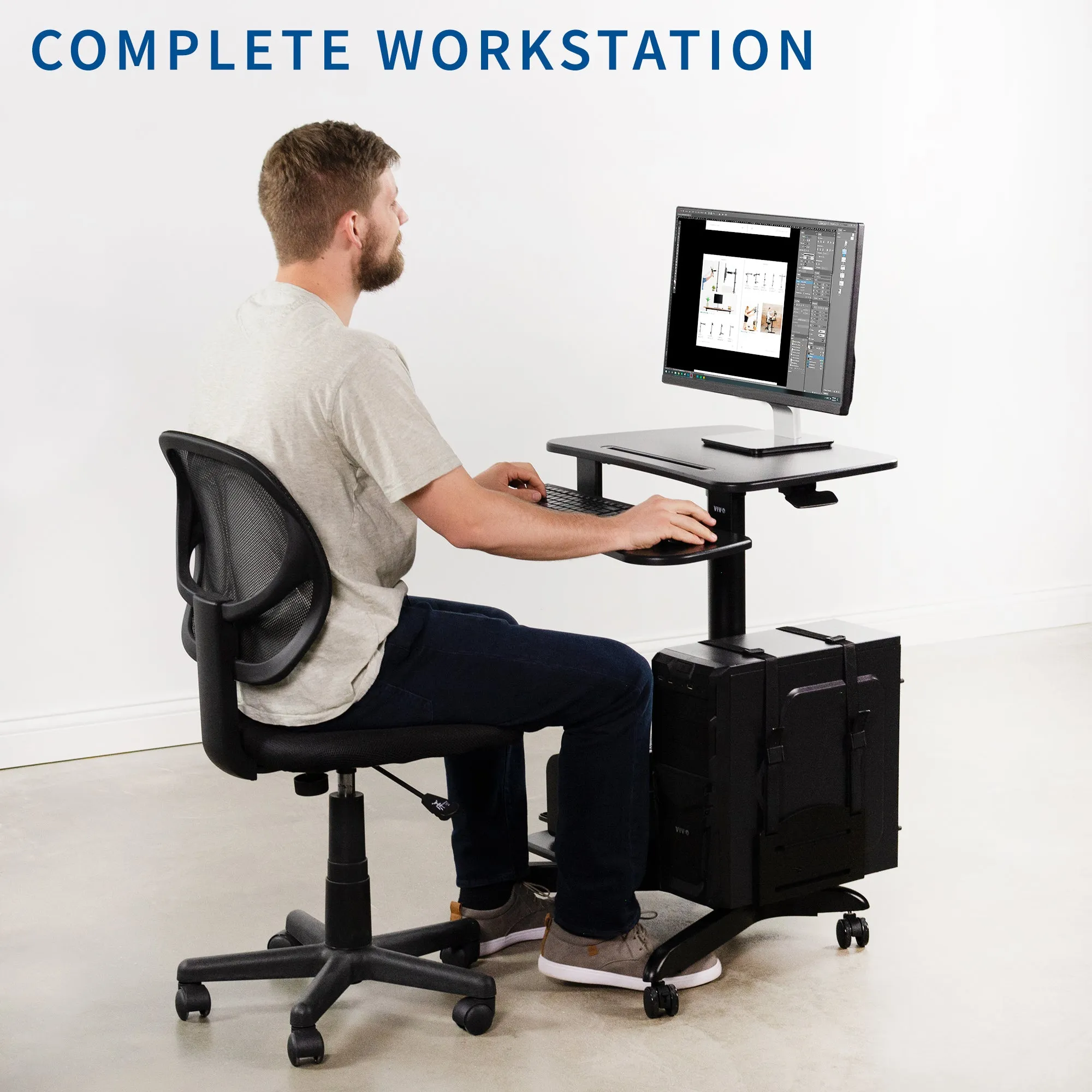 Black Mobile Computer Workstation (24”)