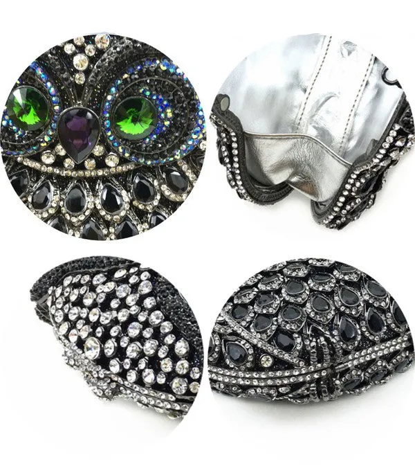 Black Owl Rhinestone Evening Bag