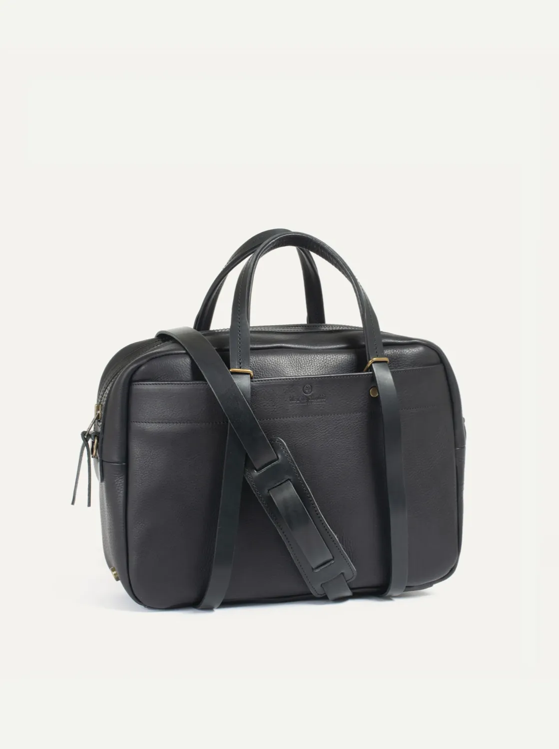 Bleu De Chauffe, Report 2 Business Bag, Black Leather