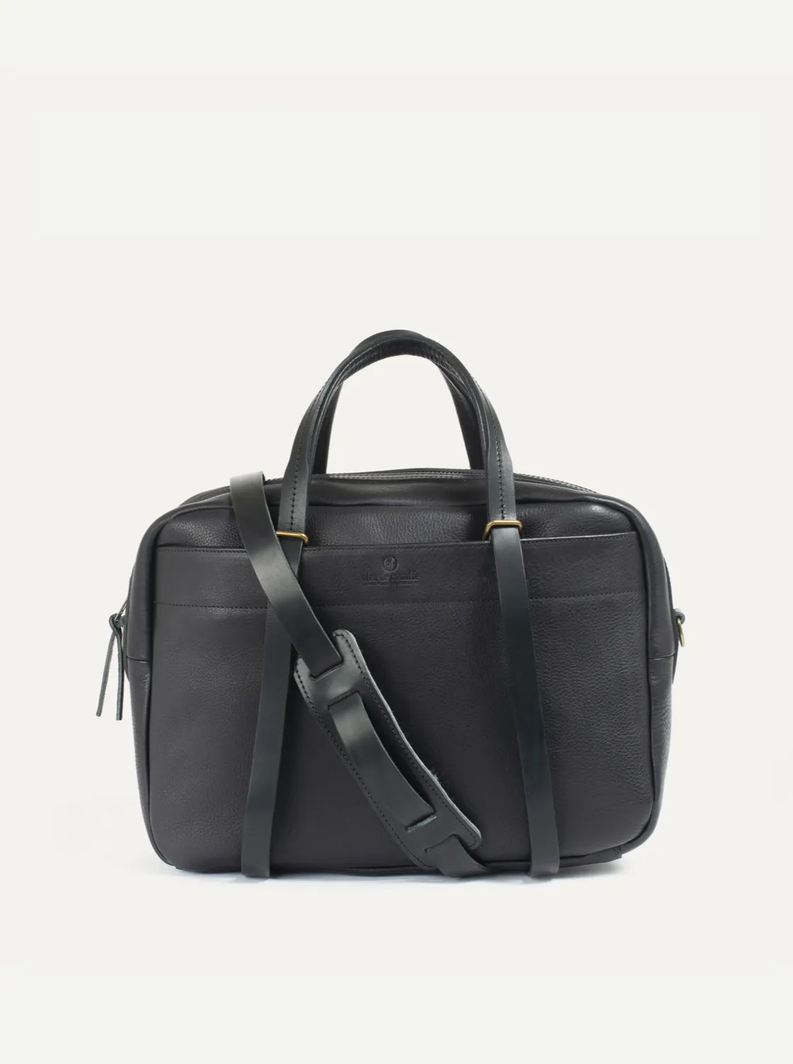 Bleu De Chauffe, Report 2 Business Bag, Black Leather