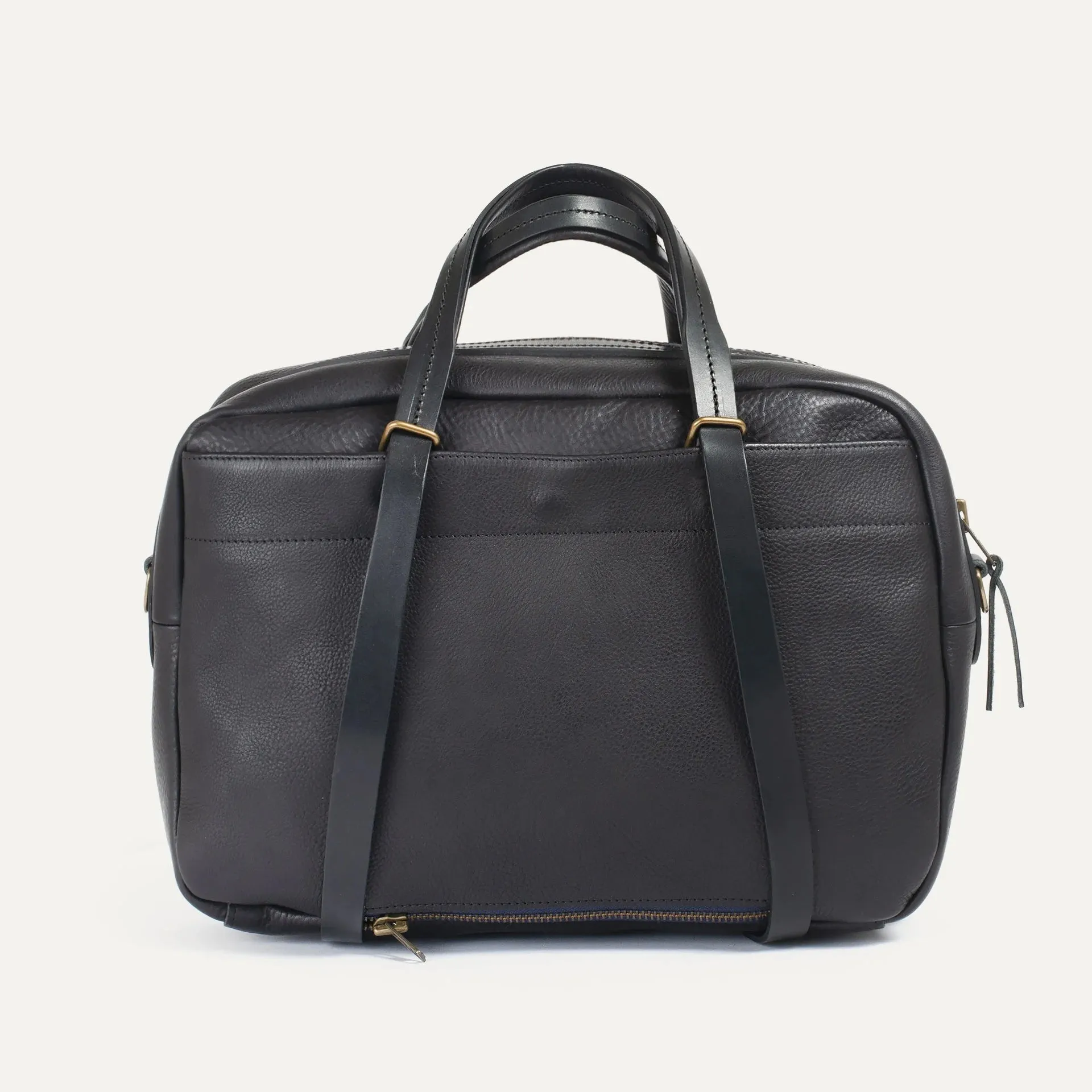 Bleu De Chauffe, Report 2 Business Bag, Black Leather