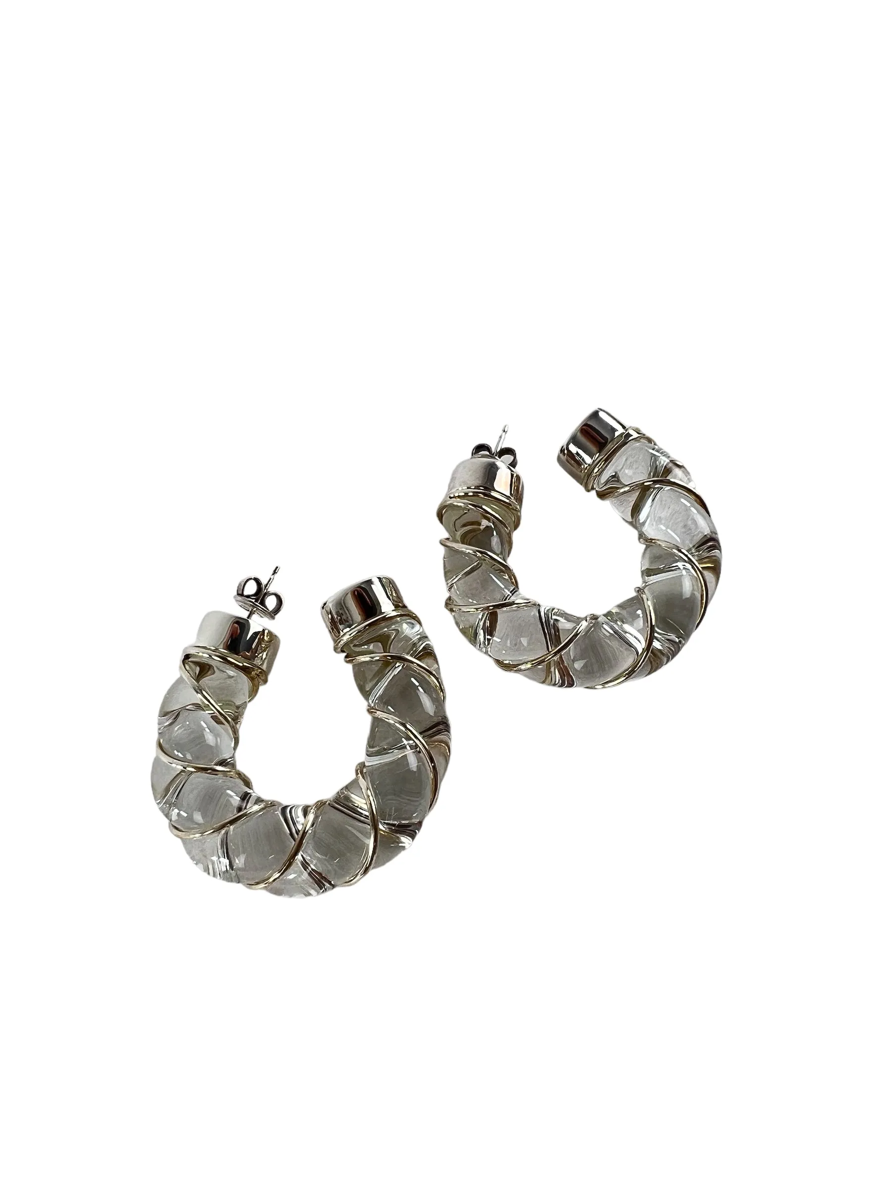 Bottega Clear Glass Swirl Earrings