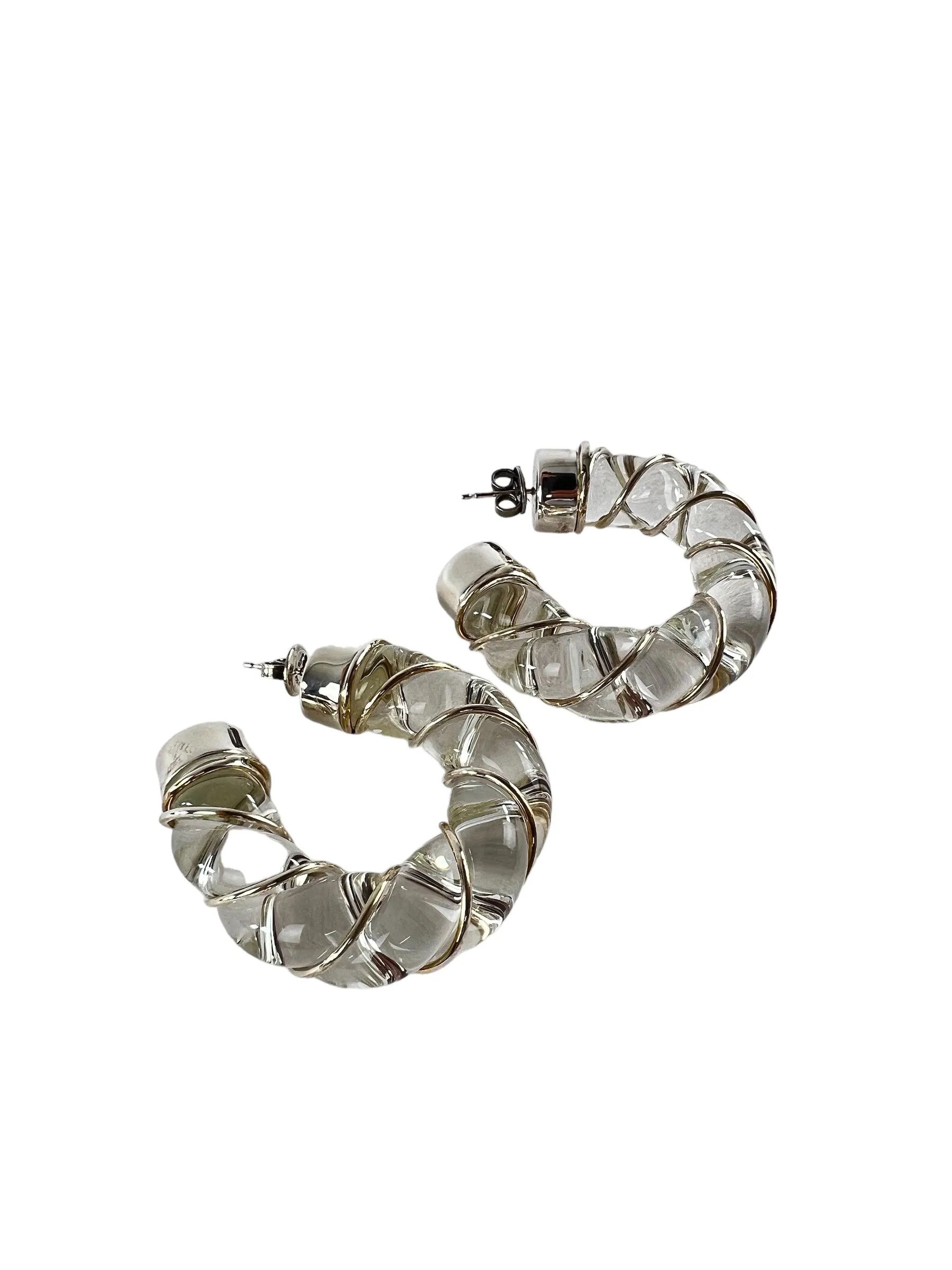 Bottega Clear Glass Swirl Earrings