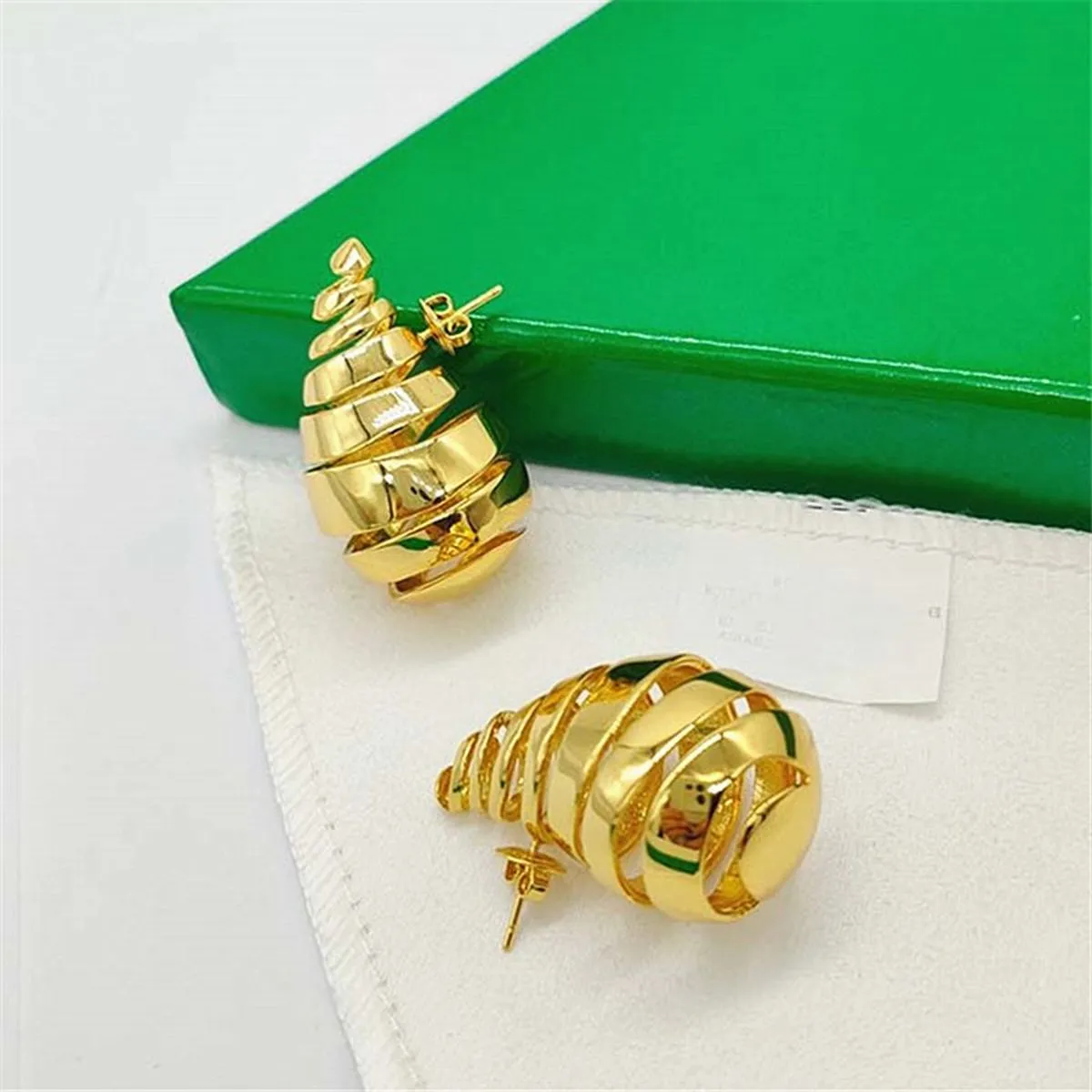 Bottega Paisley Snail Layered 18K Gold Anti Tarnish Stud Earrings For Women