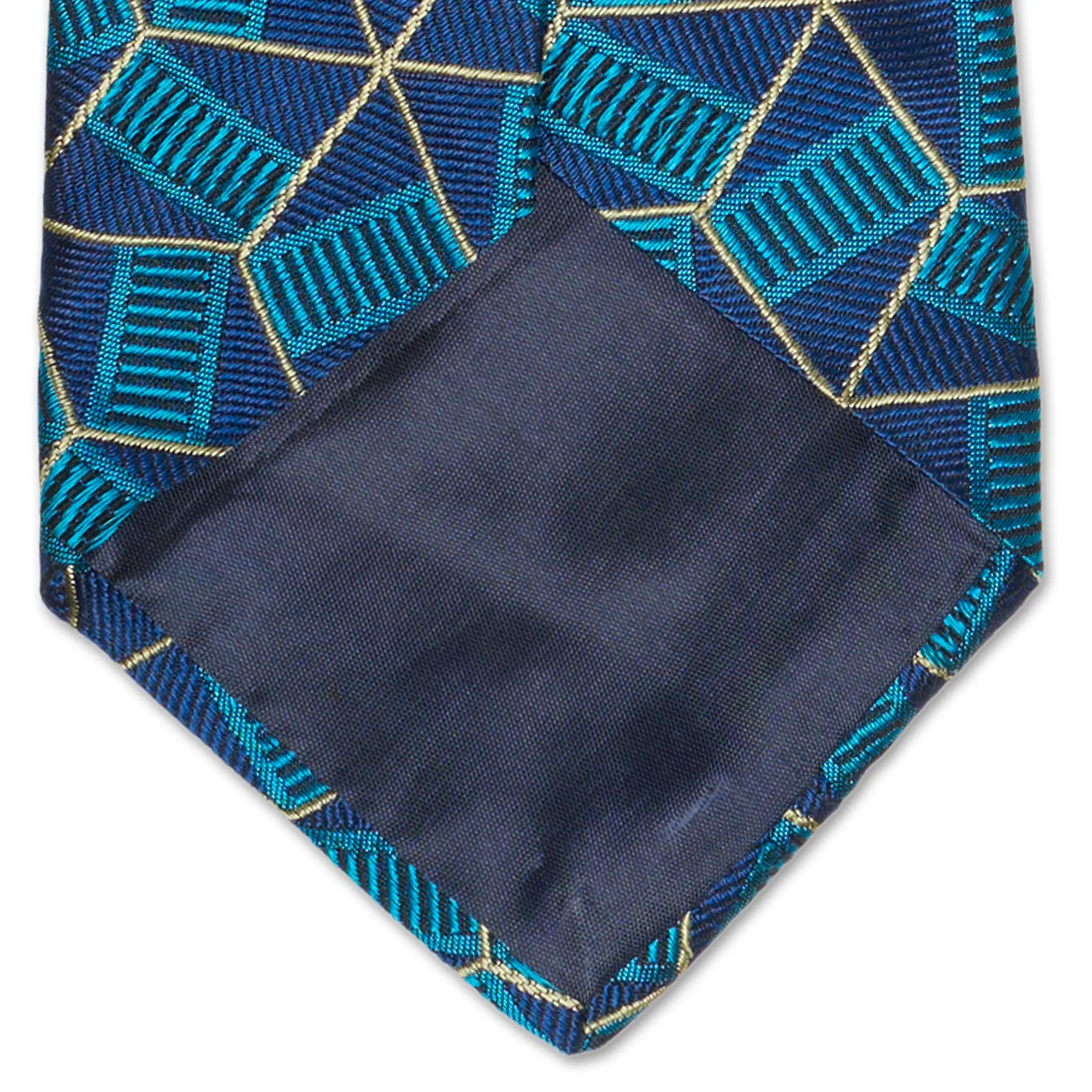 BOTTEGA VENETA Handmade Blue Geometry Design Silk Tie