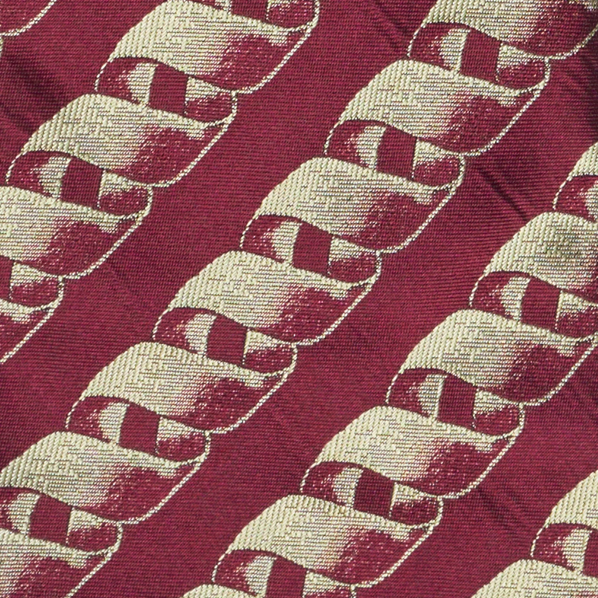 BOTTEGA VENETA Handmade Burgundy Striped Design Silk Tie